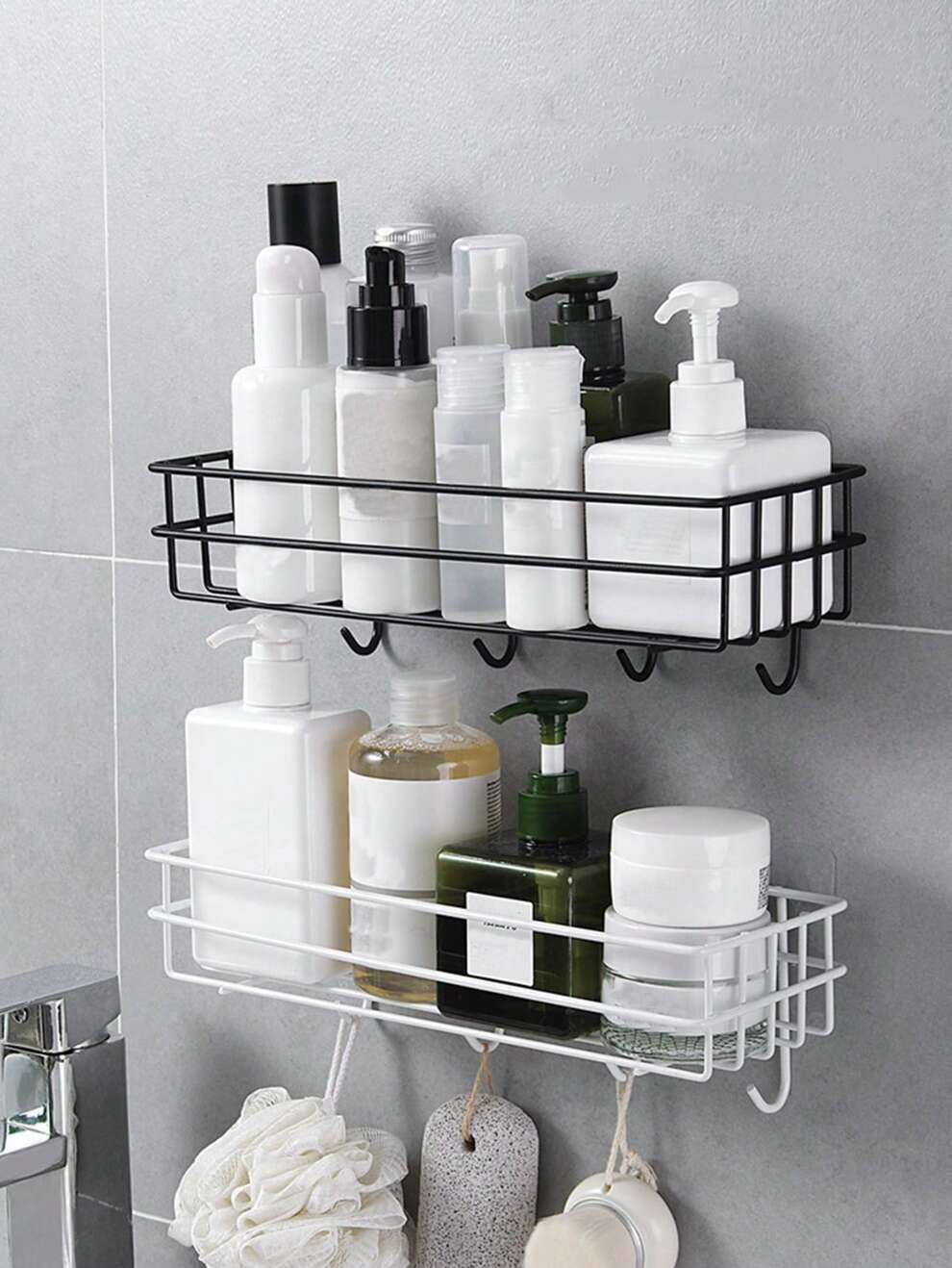 Wrought Iron Storage Rack, Bathroom Towel Rack Storage Rack, Perforation-Free Bathroom Tool Hook, Toiletries Storage Rack, Wall Storage Rack, Tripod Storage Device