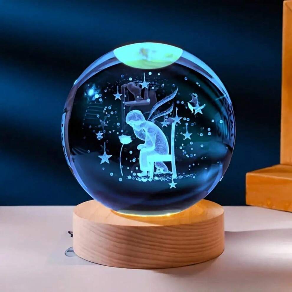 New Crystal Ball Night Light Ornament With Resin Base And Glass Craft With 3D Carving For Birthday Gift