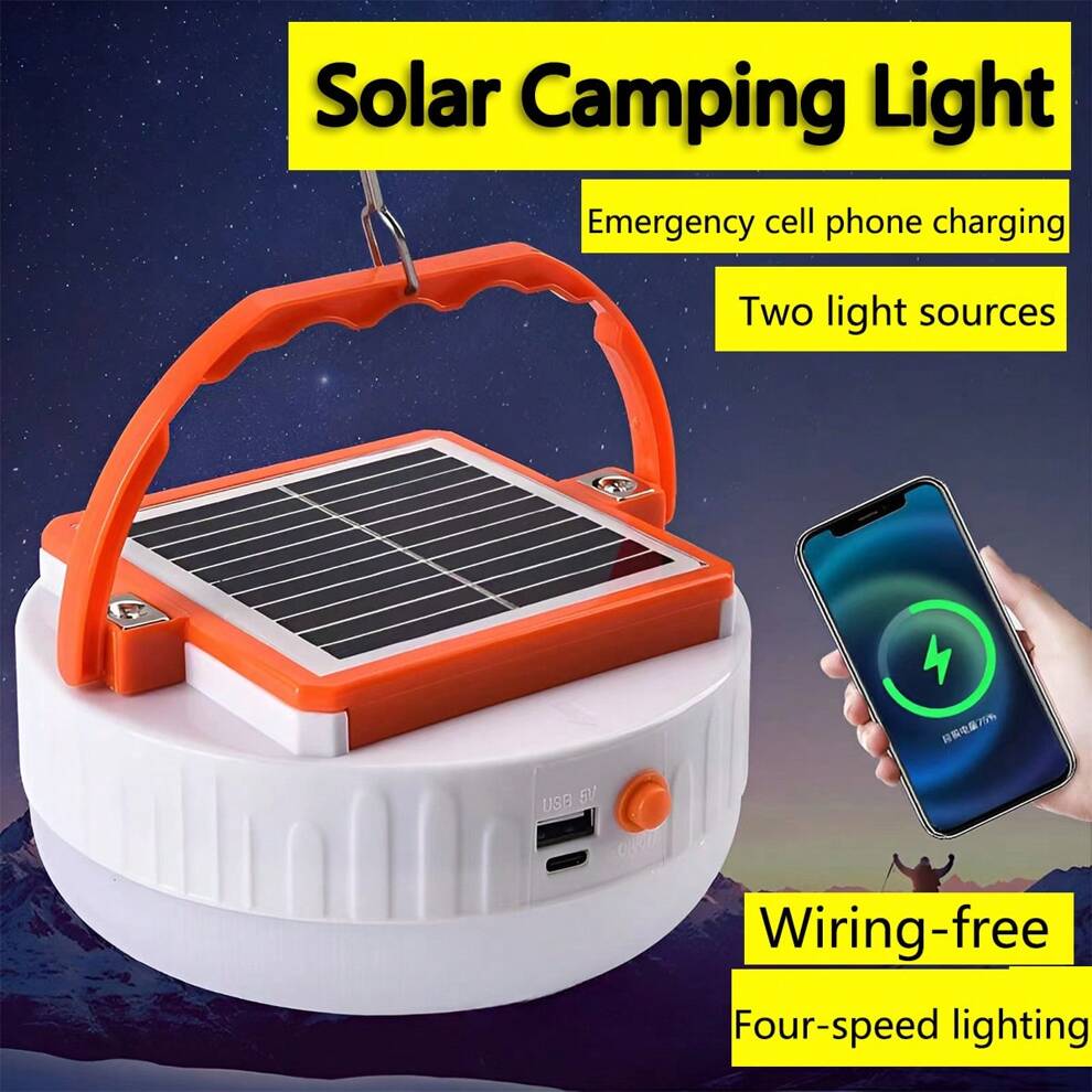 1pc Solar Energy Lauvill Camp Light LED Mobile Emergency Lighting USB Charging Light Market Wild Barracks Two Light Source (Excluding Battery) (Excluding Battery)