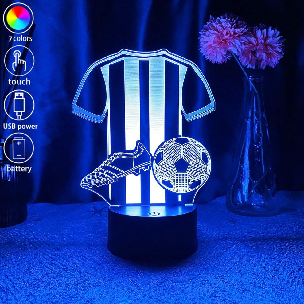 1pc Soccer Themed Creative 3D Night Light, Touch Control Colorful Room Decorative Lamp, Festival Gift For Soccer Fans