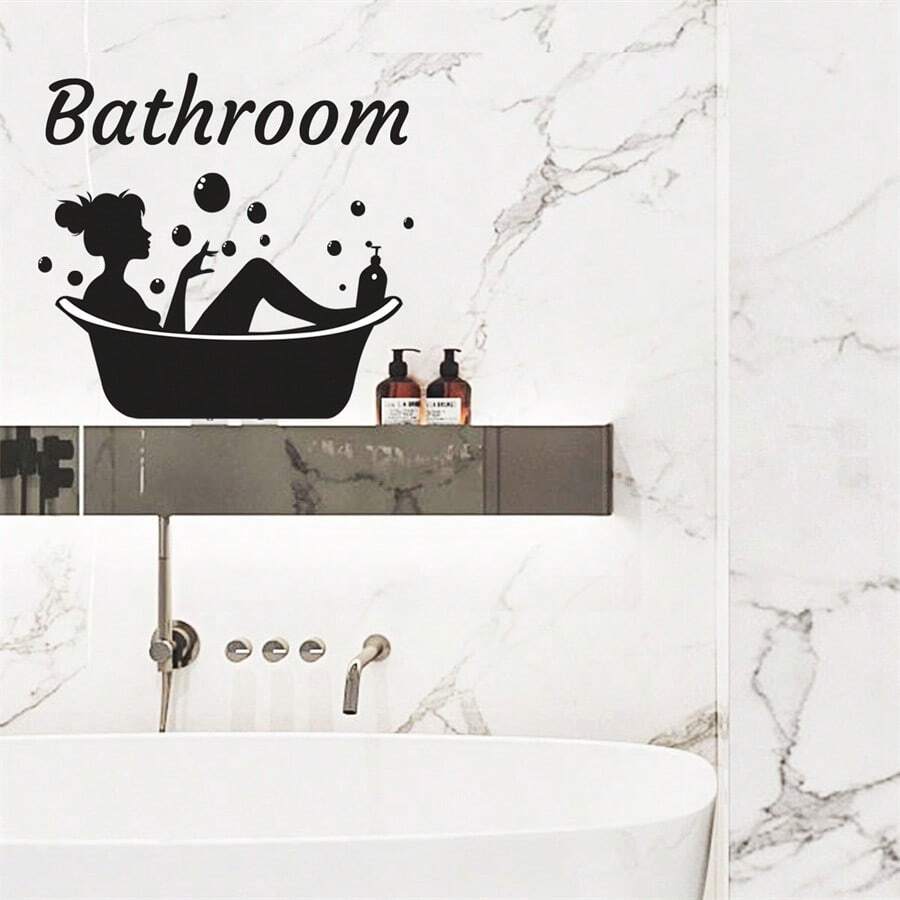 1pc Bathroom Sign Home Door Sticker Decoration Wall Decal Wholesale Self-Adhesive Wall Painting