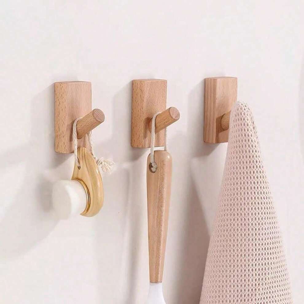 2 Wooden Clothes Hook Wall Mounted Retro Single-Layer Organized Hangers, Handcrafted Hat Racks