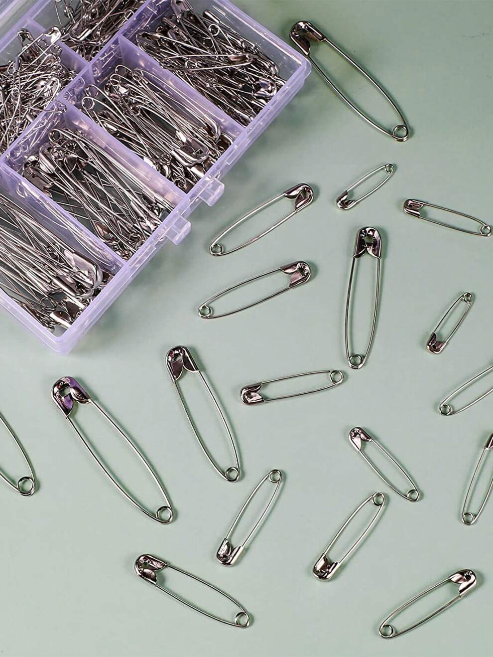 250 Pieces 6 Sizes Safety Pins Small And Large Pins Durable Rust-Resistant Safety Pins For Art Craft Sewing Jewelry Making Home Office Use (Silver)