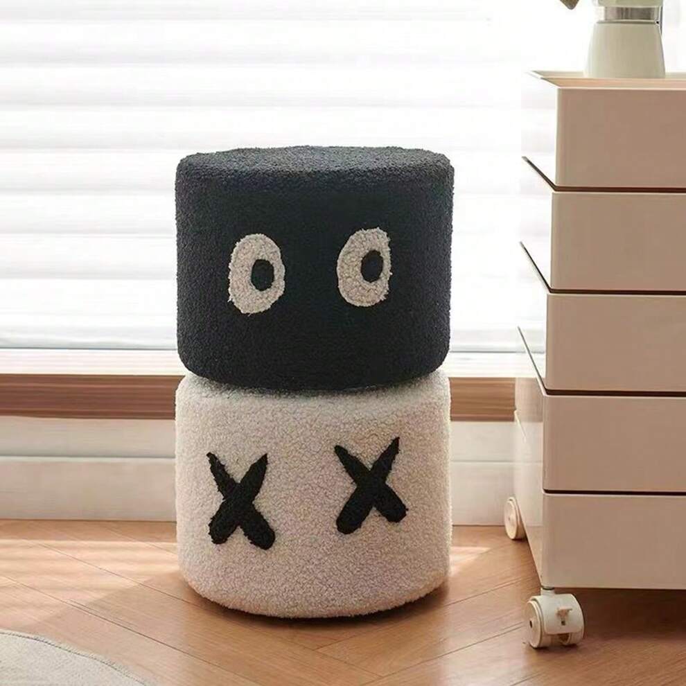 Sheepskin-Like Home Footstool In Cartoon Style, Small And Cute; Suitable For Living Room Or Entrance Way