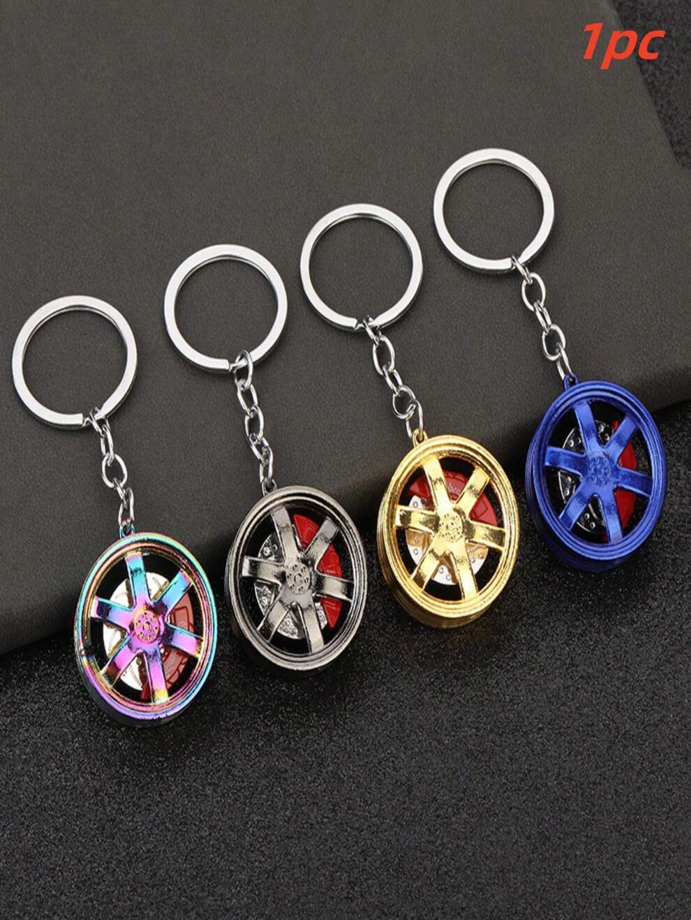 1pc Metal Wheel Hub Calipers Key Chain Pendant Creative Car Modification Key Chain Key Chain Pendant Holiday Gift