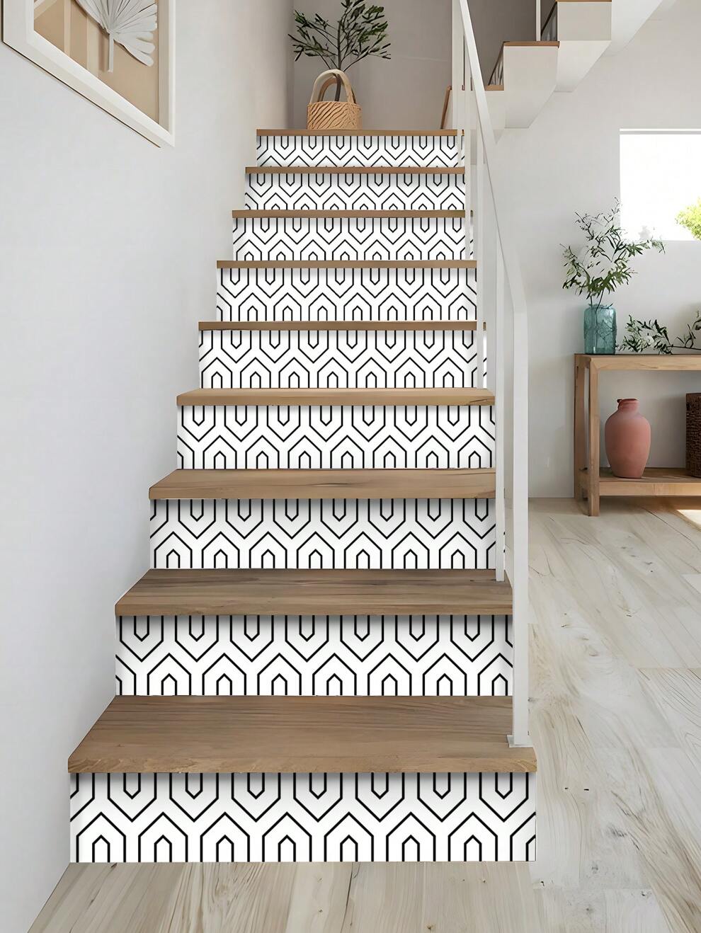 1 Roll Simple Lines Pattern Staircase Stickers, Thickened Waterproof Wear-Resistant Peel And Stick Removable, Can Be Used For Staircase Decoration, Bedroom Living Room Counter Flooring Home Remodeling