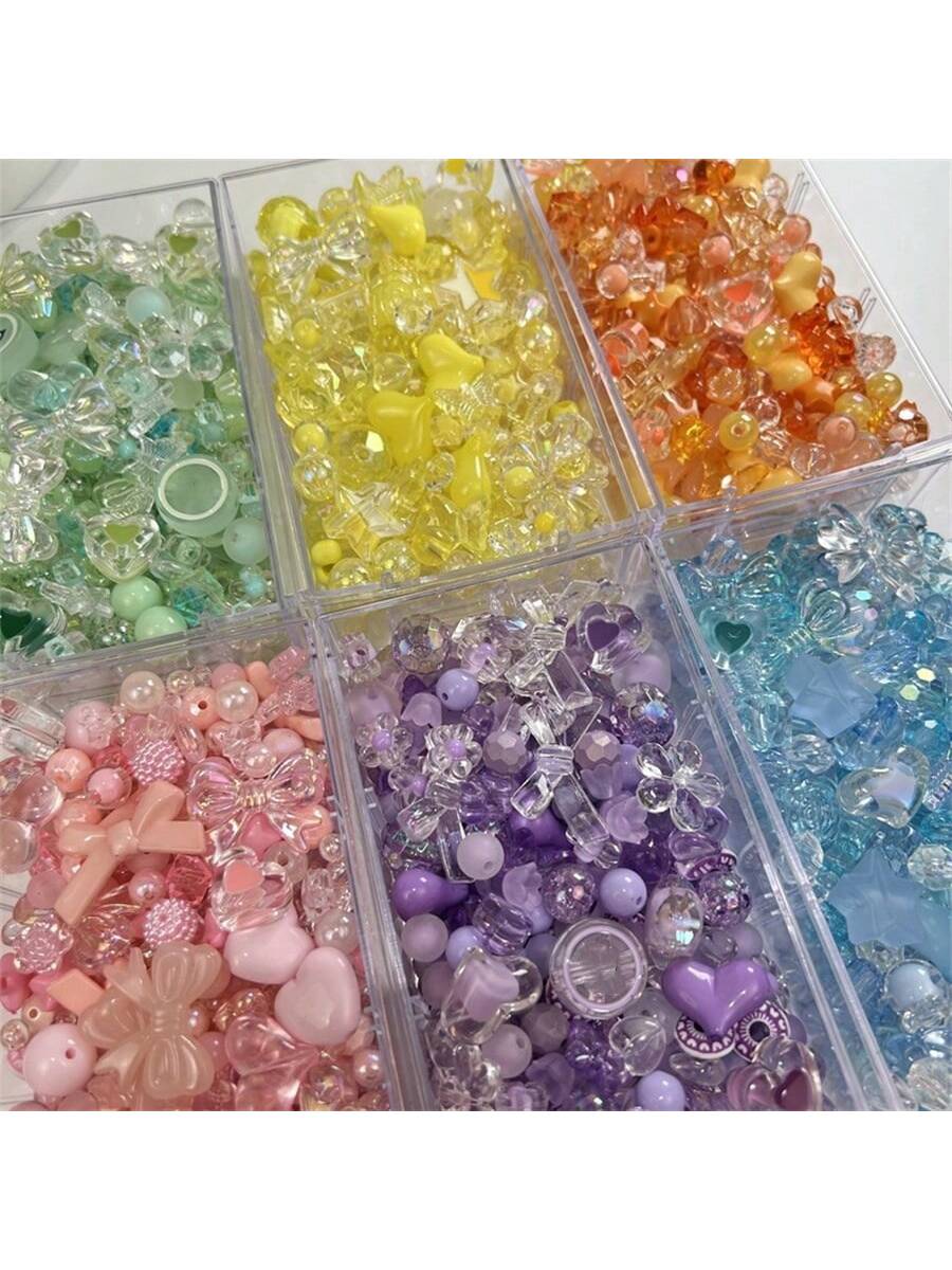 20g Fashionable Random Color Plastic Bow, Heart Shaped Beads, Y2K Style, Suitable For Jewelry Making, DIY Bracelets, Necklaces, Phone Straps, For Women And Men