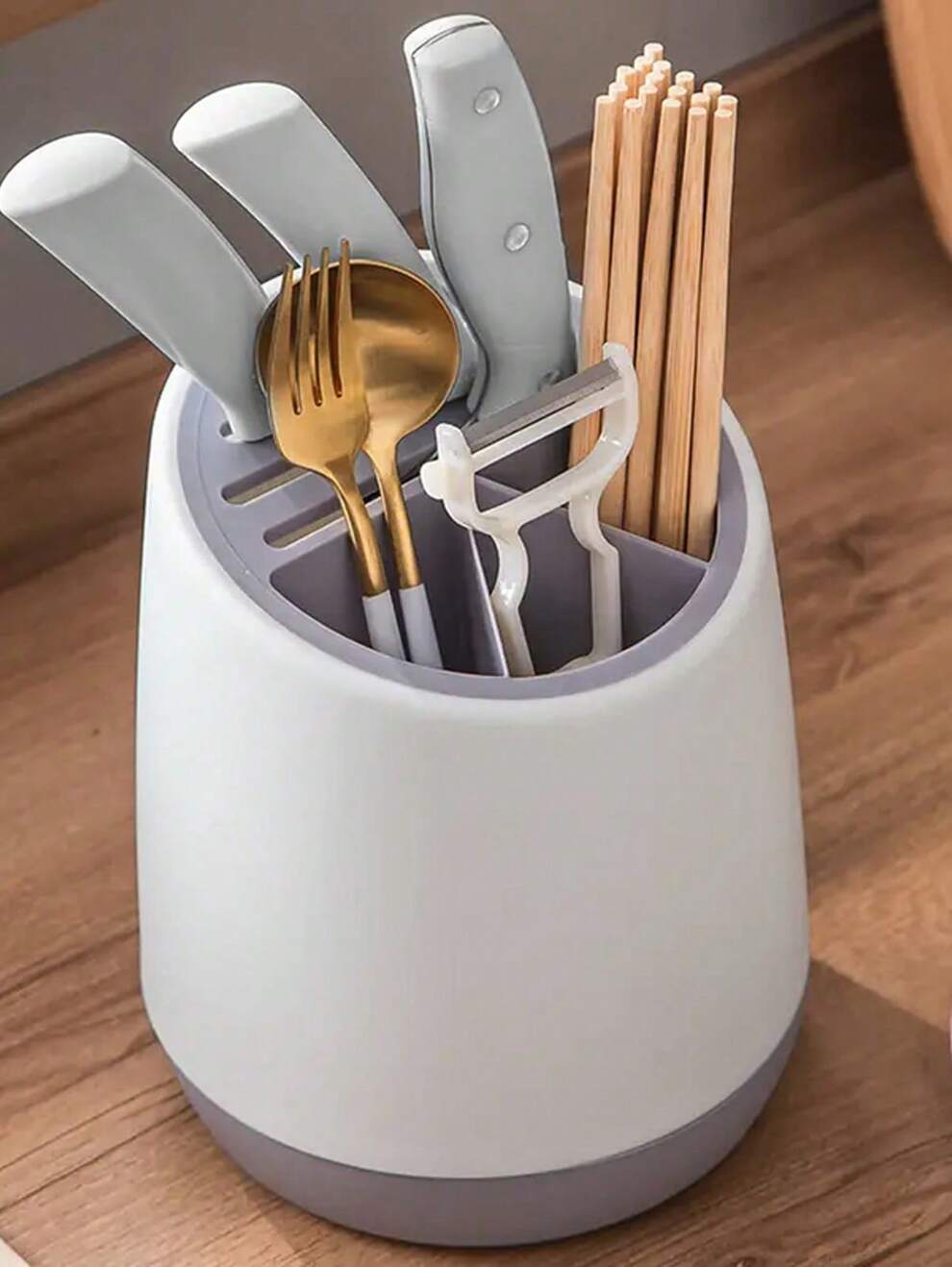 1pc Multifunctional Cutlery Holder, Detachable With Drainage For Knife And Cutlery, Kitchen Utensil Organizer