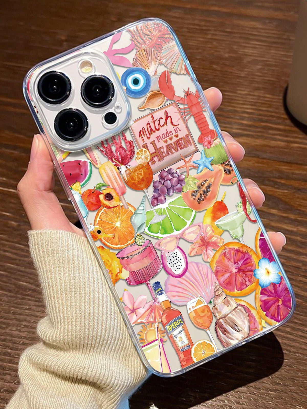 1pc Fruit Pattern Transparent TPU Anti-Fall Anti-Fingerprint Phone Case Compatible With Iphone