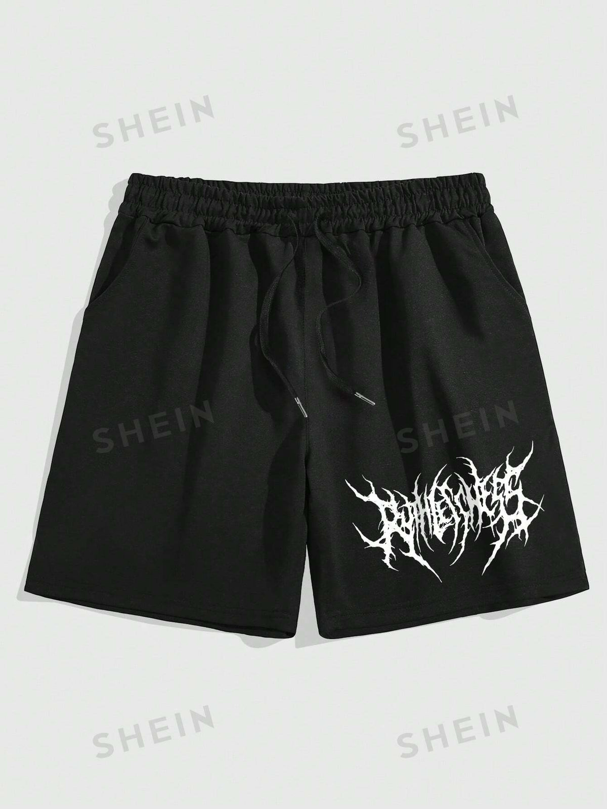 ROMWE Goth Men Letter Graphic Shorts