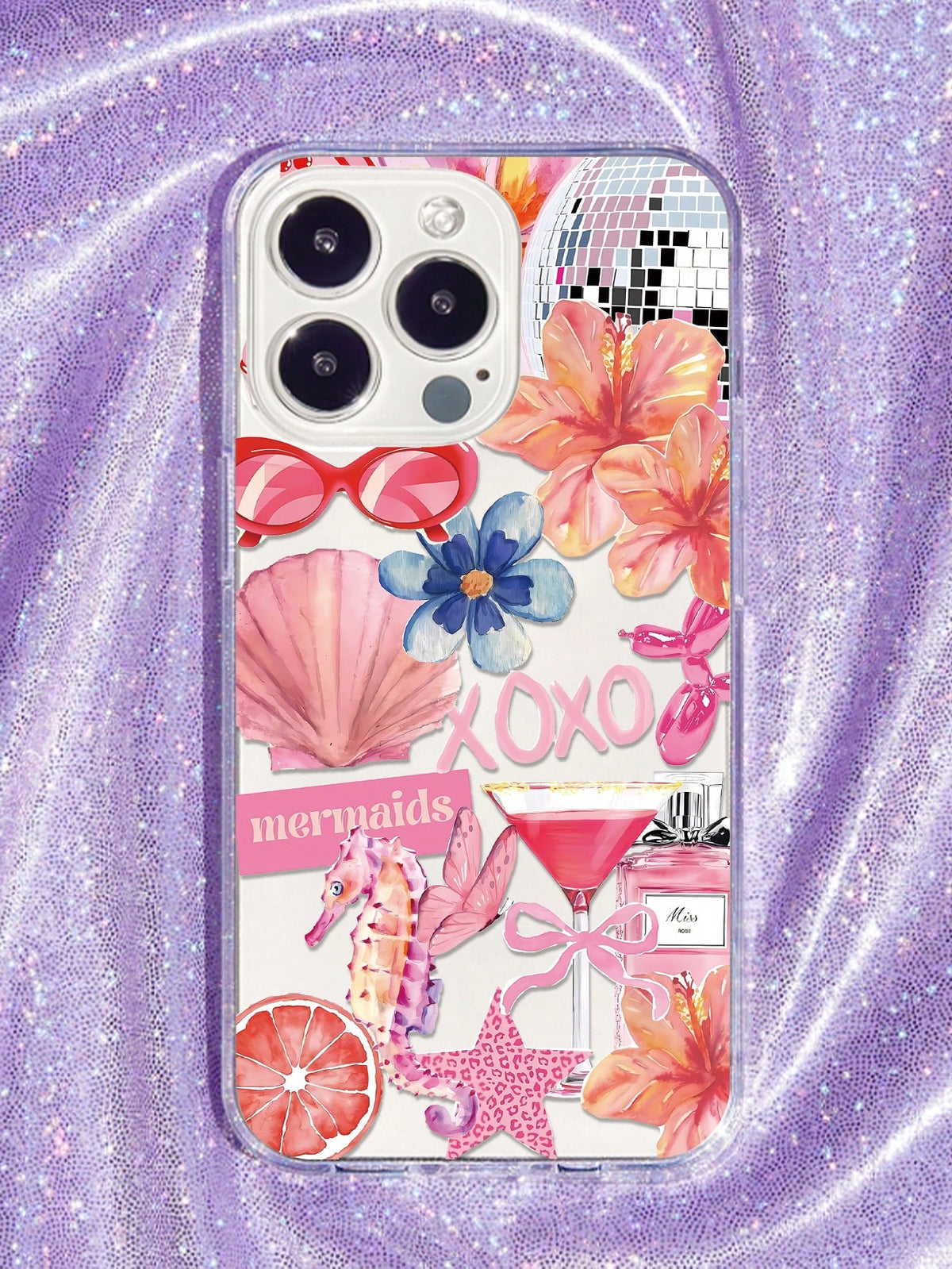 1pc Full Coverage Pink Summer Pattern TPU Phone Case Compatible With IPhone