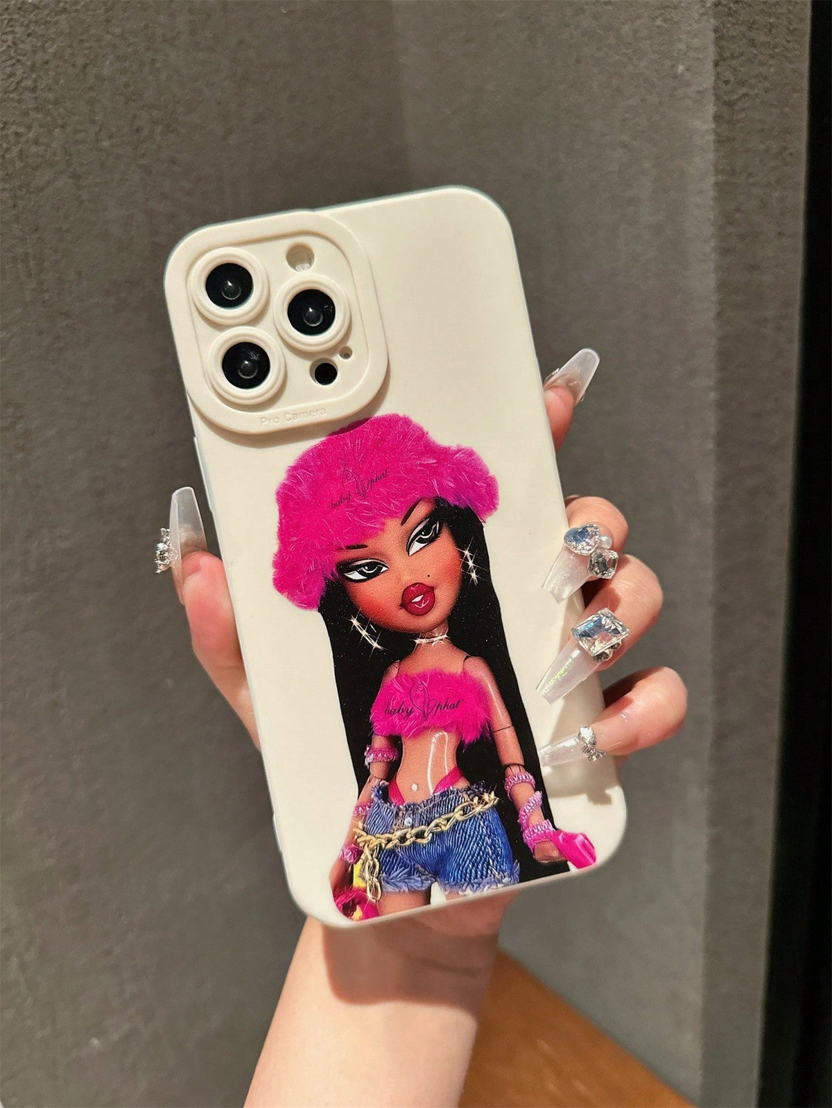 1pc Cute Girl Straight Edge Perforated Design Protective IPhone Case For 15 ProMax, 14 Plus, 13 ProMax, 12, 11, 7G, 7P, IX, XR, XS Max