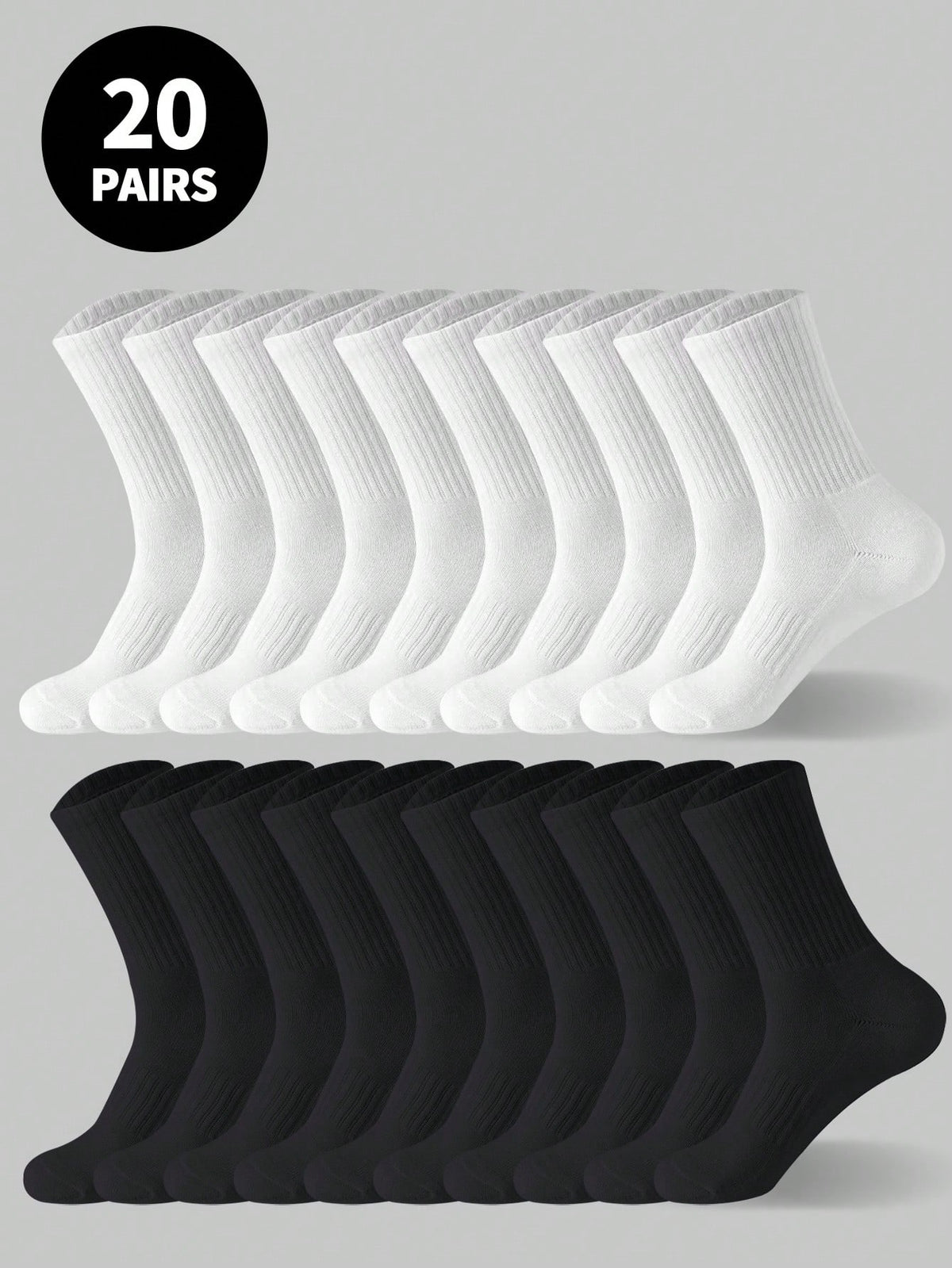 Option 1: 6pcs/10pcs/20pcs Black & White Thick Winter Crew Socks For Men, Fashion Casual Comfortable Breathable Odor-Resistant Athletic Running Hiking Dress Socks, $1 Per Pack

Option 2: 6 Pairs/10 Pa