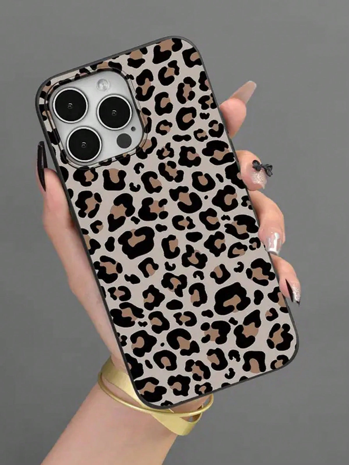 1pc Black & Yellow Leopard Print Fashion Brand Pattern Frosted TPU Phone Case Compatible With IPhone