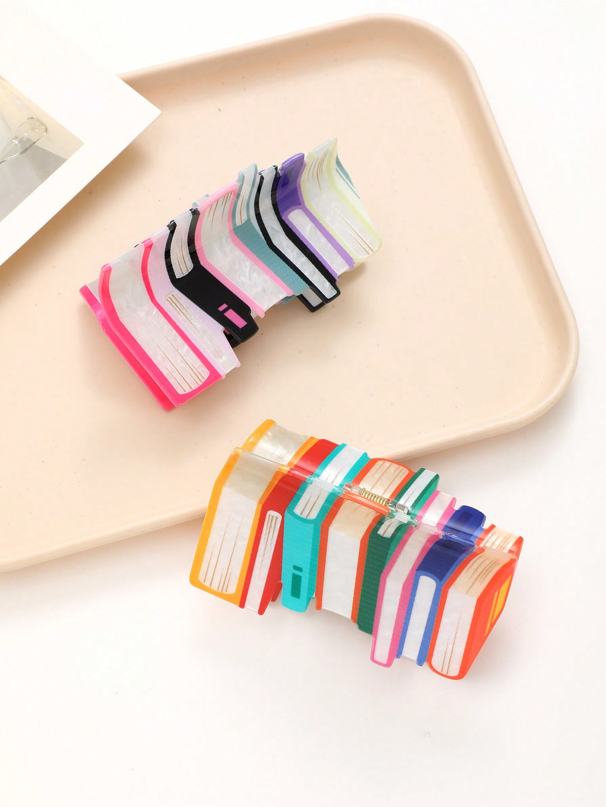 1pc Acrylic Bookshelf & Candy-Colored Book Hair Clip For Fresh Novel & Story Book Readers, Large Size Y2K Dopamine Hair Accessories,School