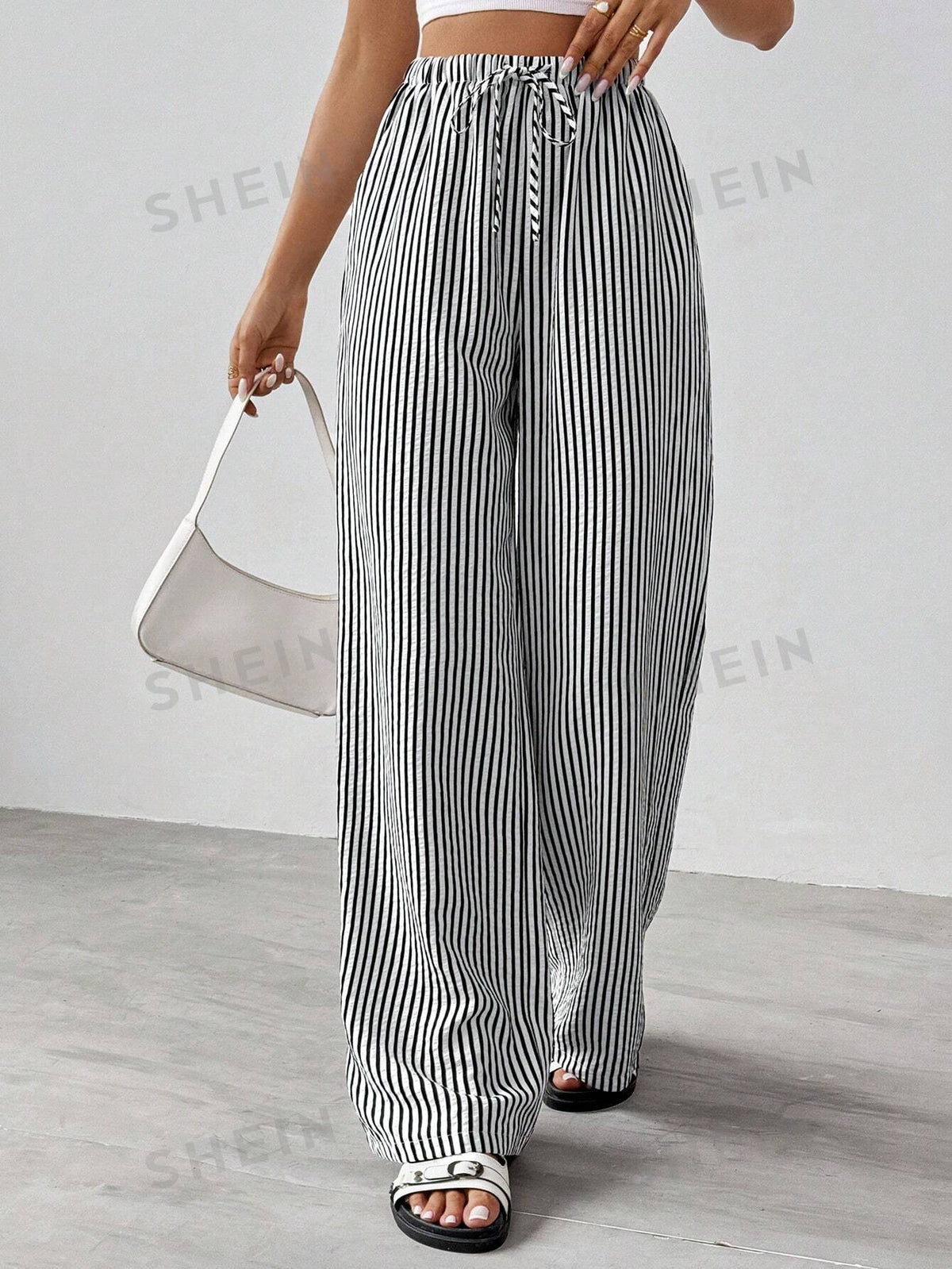 SHEIN Tall Striped & Printed Casual Daily Wear Women Spring/Summer Long Pants