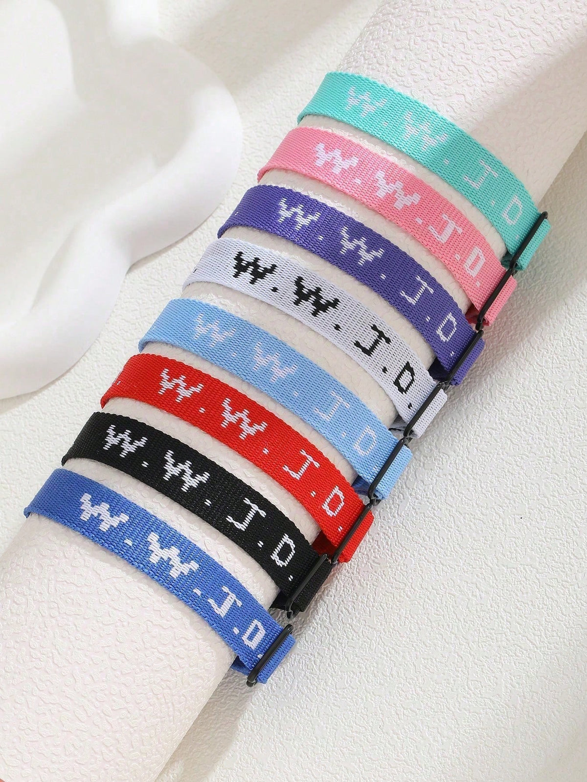 2pcs/Set Minimalist WWJD Letter What Would Jesus Do Embroideried Woven Wristband Bracelets For Women For Protection Pray Bracelets