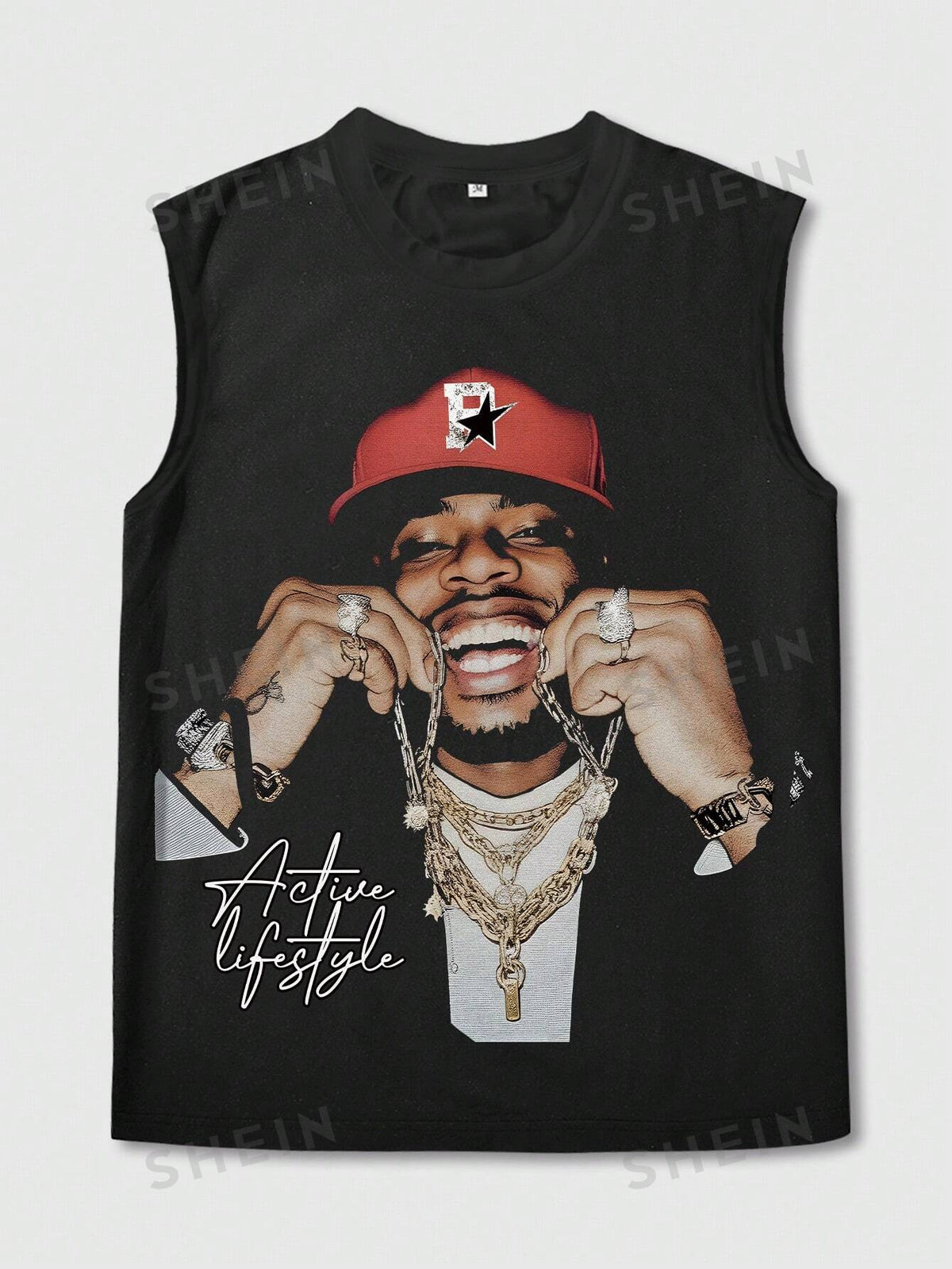 ROMWE Street Life Men's Printed Portrait Design Tank Top, Suitable For Daily Wear In Spring And Summer