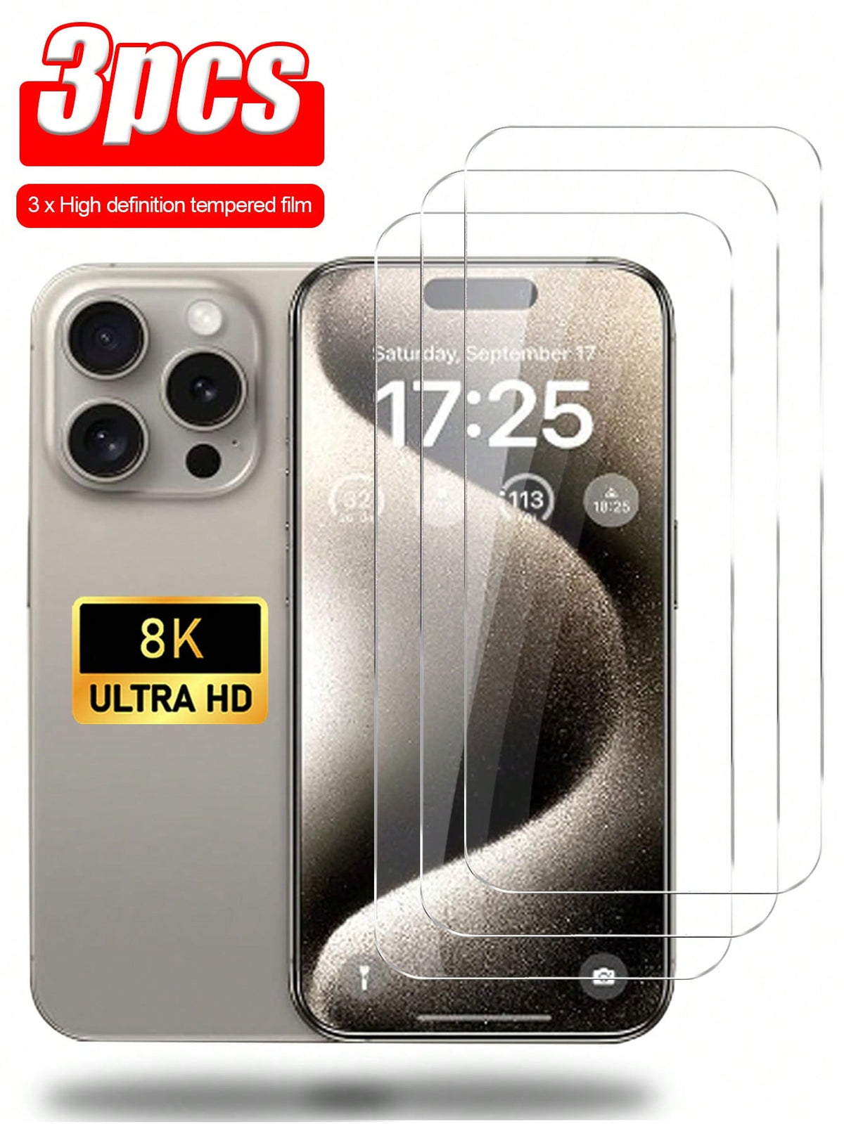 3pcs High-Definition Tempered Glass Screen Protector, 1:1 Reproduction Of HD Image Quality, Anti-Scratch, Shatter-Resistant, Compatible With Apple IPhone X/XR/11/12/13/14/15 Series