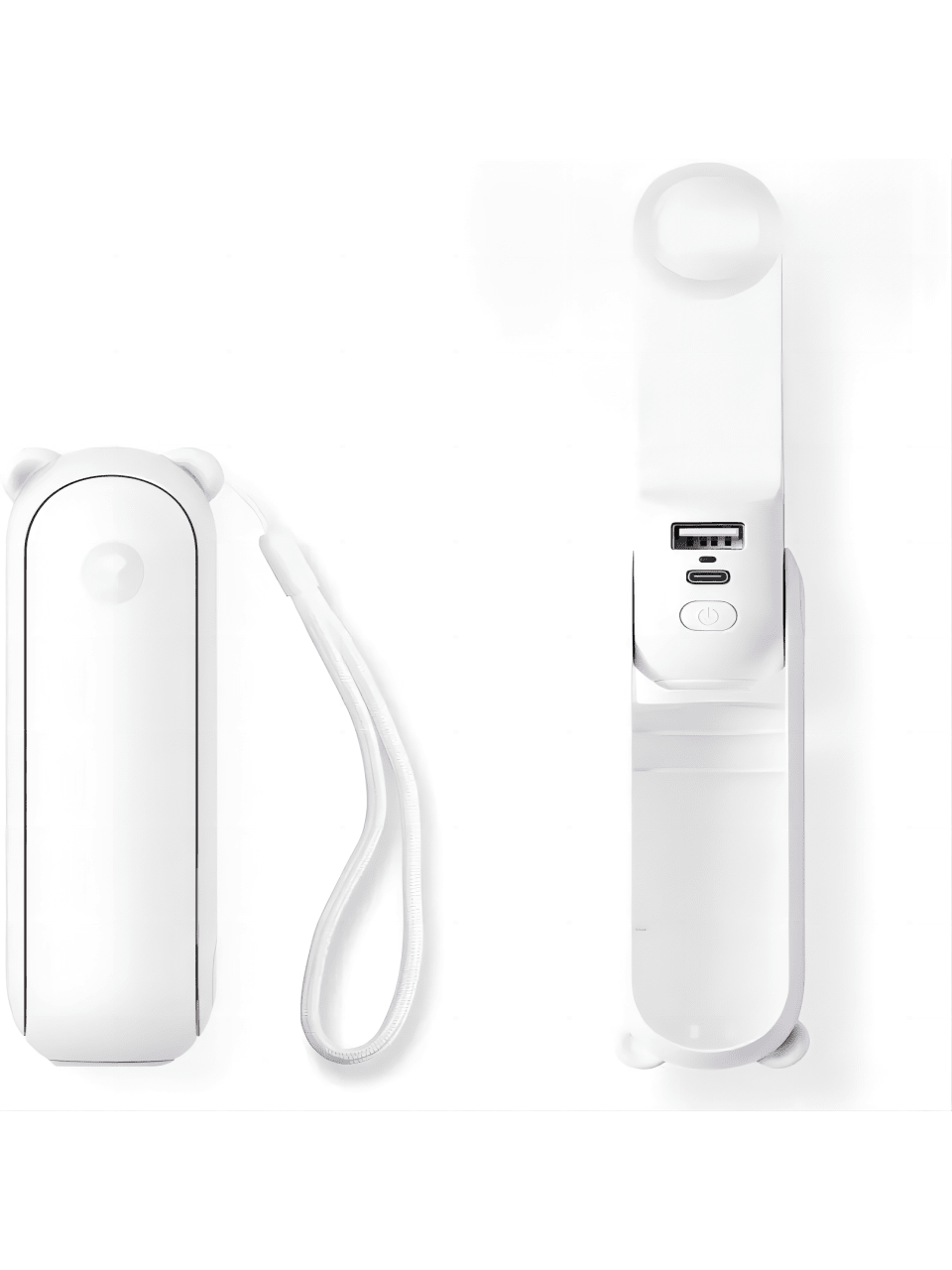 3 IN 1 Handheld Fan Portable Foldable Mini USB Torch Power Bank 2000mAh 2 Speeds, White