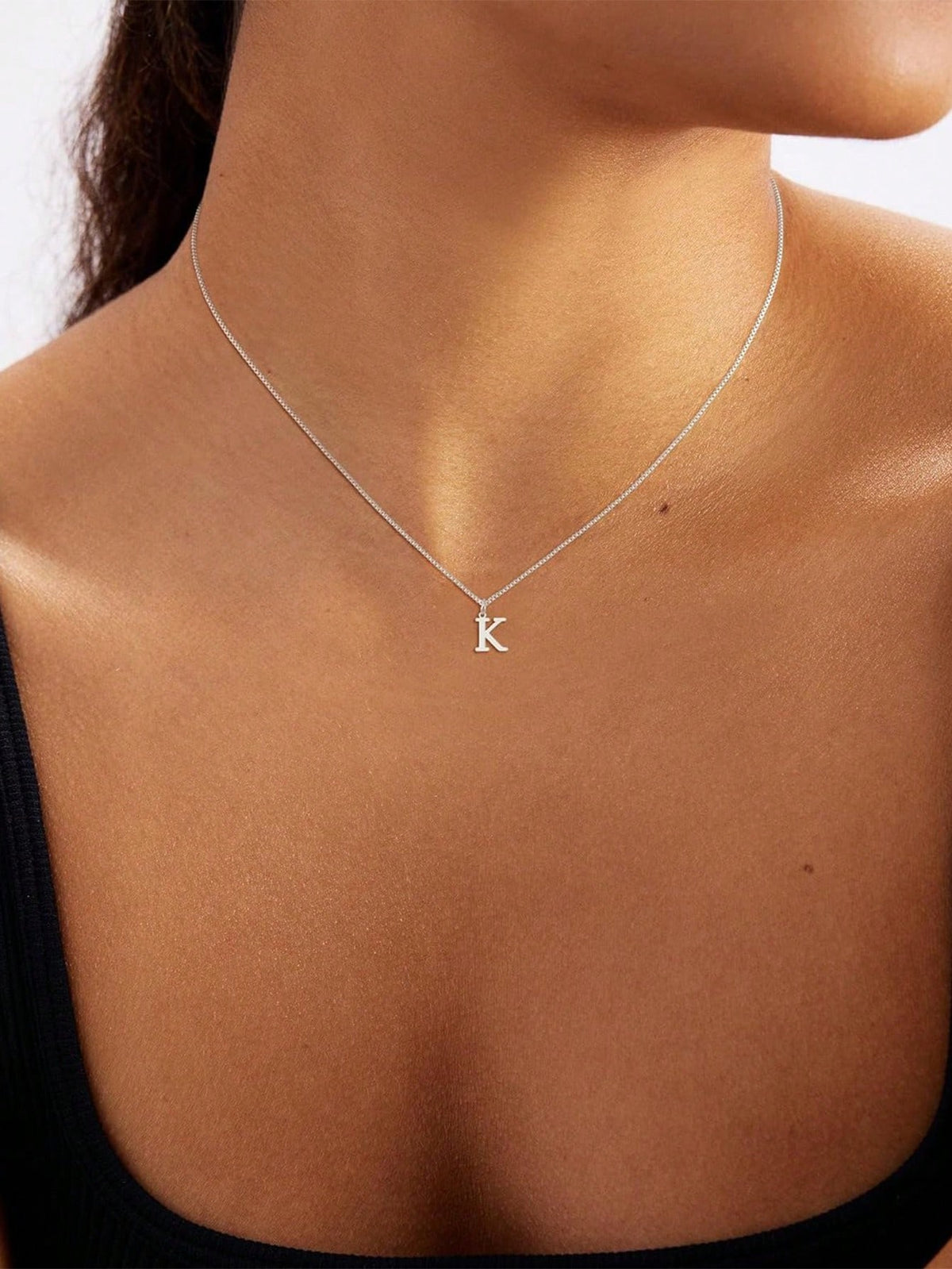 1pc Women Initial Letter A-Z Necklace, Stainless Steel Alphabet Pendant, Halloween & Back To School Gift