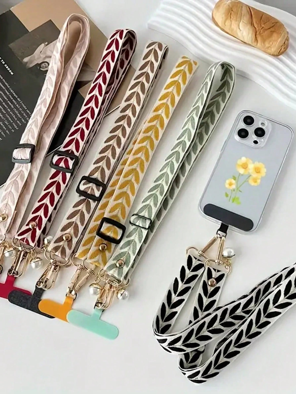 Universal Adjustable Crossbody Cell Phone Lanyard Neckband Strap Rope Women Pearl Hanging Ornaments Anti-Lost Lanyards With Clip