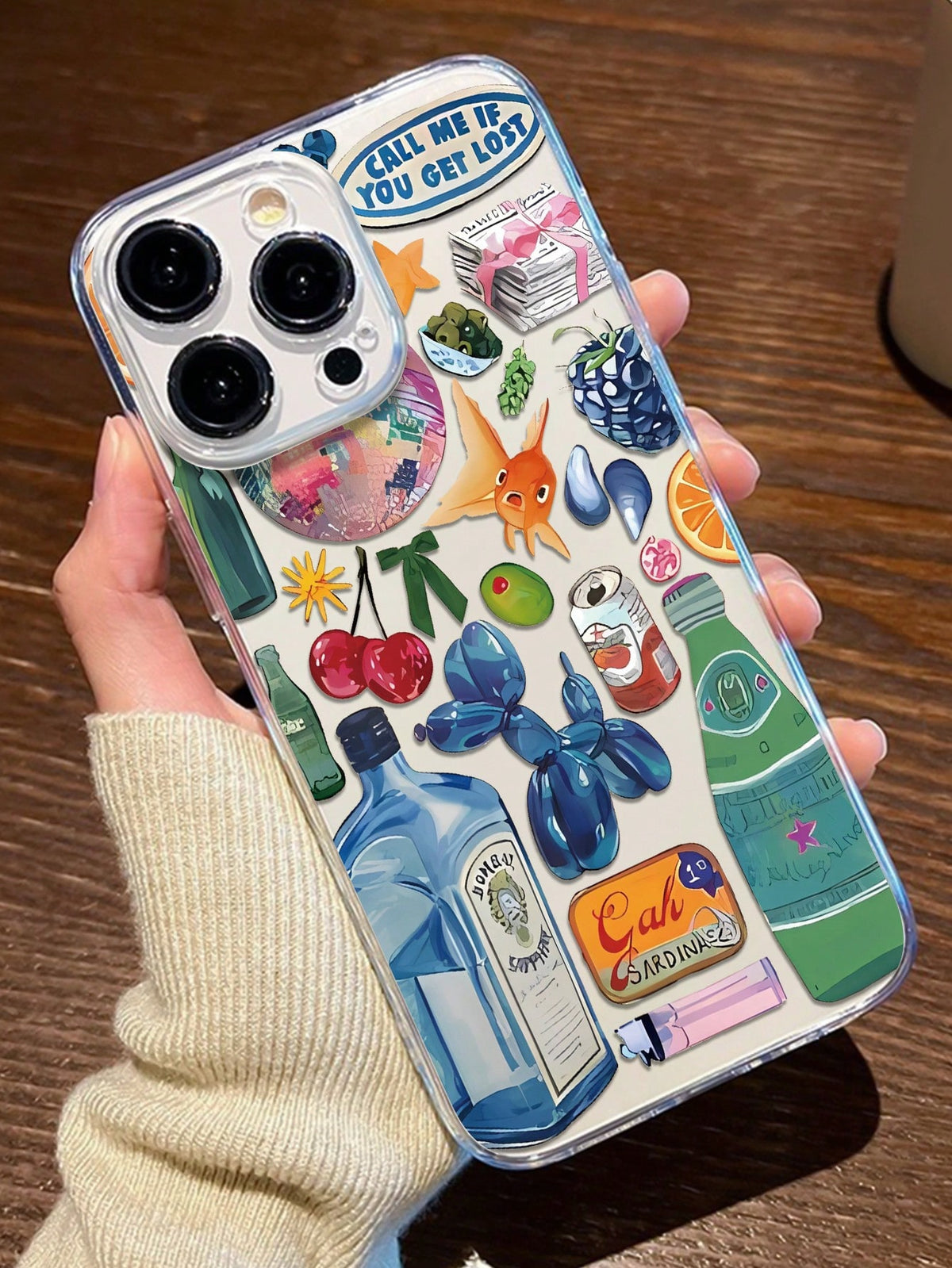 1pc Collage Pattern Transparent TPU Full Coverage Anti-Drop Anti-Fingerprint Phone Cover Compatible With IPhone