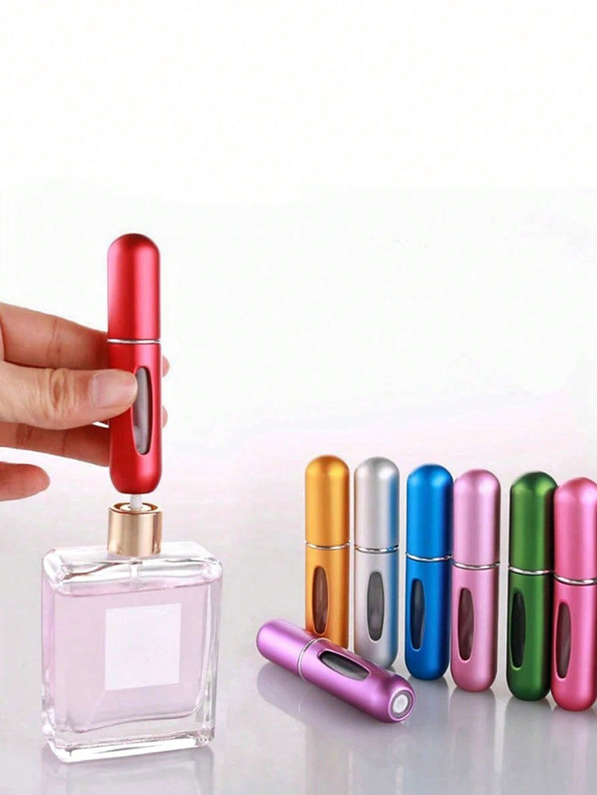 1pc Aluminum Refillable Perfume Empty Spray Bottle, Simple Solid Color Reusable Portable Perfume Dispenser For Travel