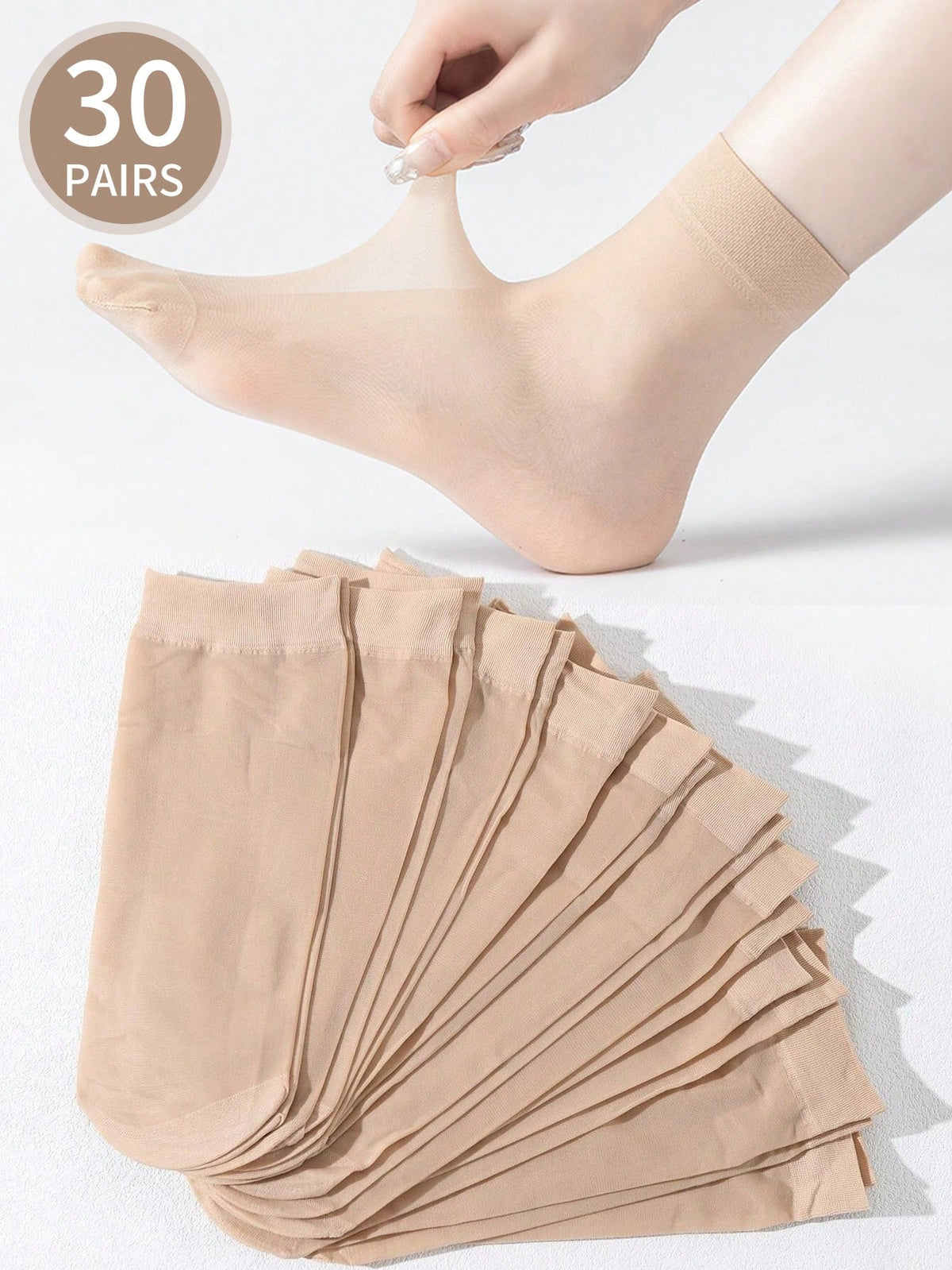 1/5/10/30/50/100 Pairs Of Women's Solid Colour Crew Socks, Women's Socks, Ankle Socks, Stockings, Comfortable And Breathable, Nude Colour, Suitable For Daily Wear, Suitable For Home, Office, Outdoor W