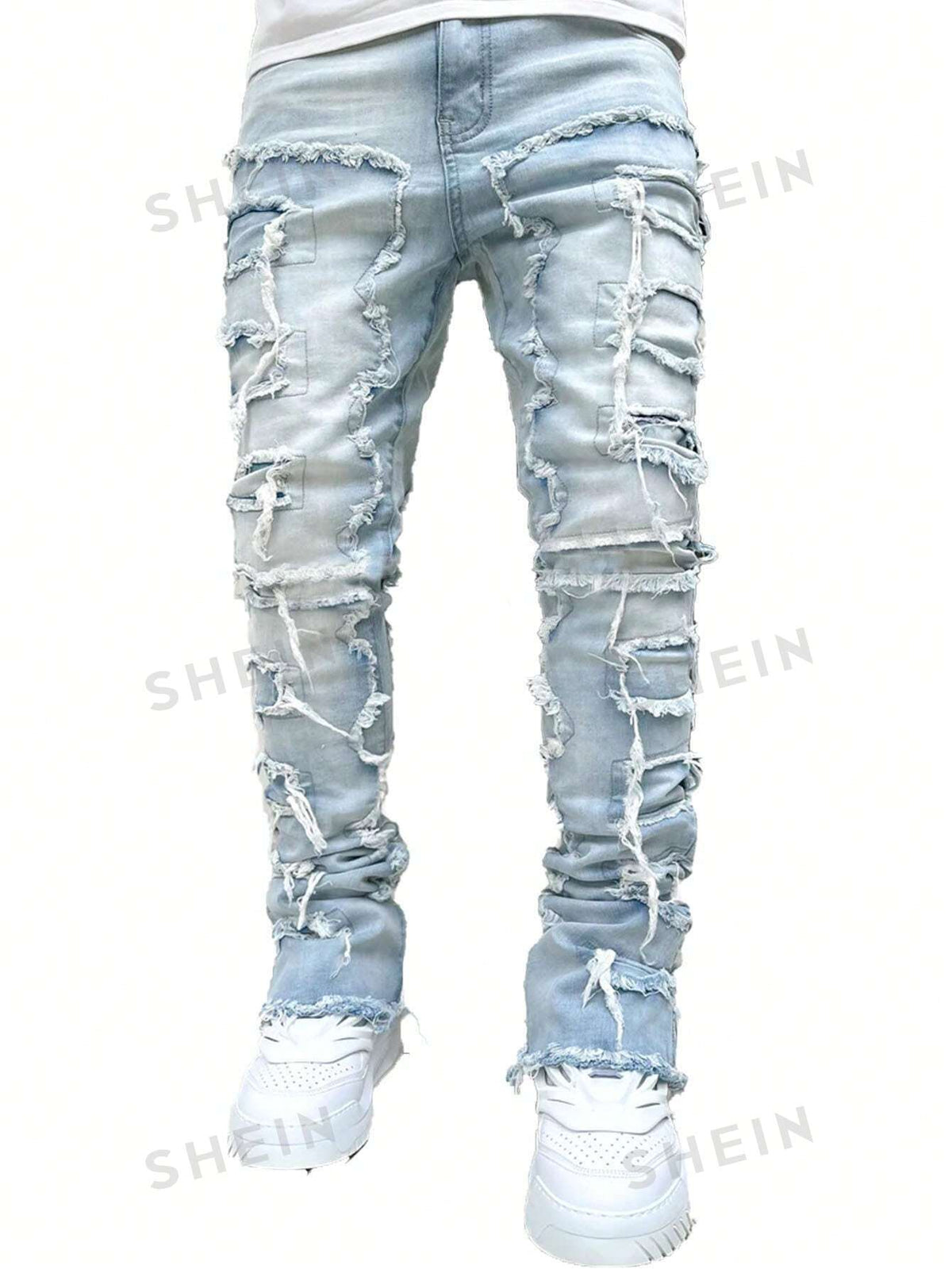 ROMWE Street Life Men's Fashionable Casual Jeans With Fringe Edge