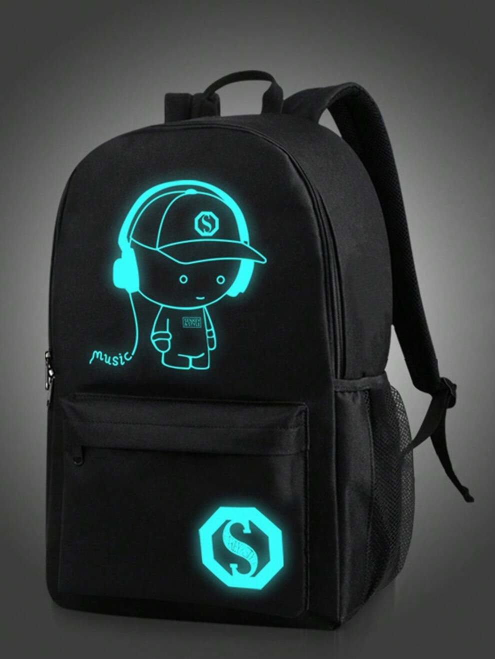 [Black Friday Promotion] Simple & Lightweight Patterned Fluorescent Glow In The Dark Backpack, Shoulder Bag, Water-Resistant, Large Capacity, Adjustable Strap, Versatile For Campus, College, Middle &