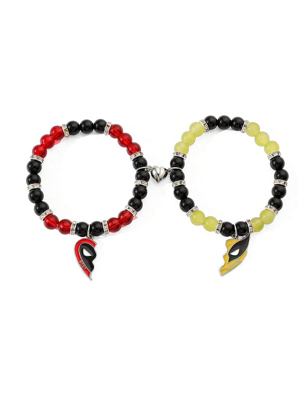 2pcs  Deadpool And Wolverine Best Friends Bracelet Set Friendship Matching Heart Bracelets Bangle For Women Men Cosplay Jewelry Gifts