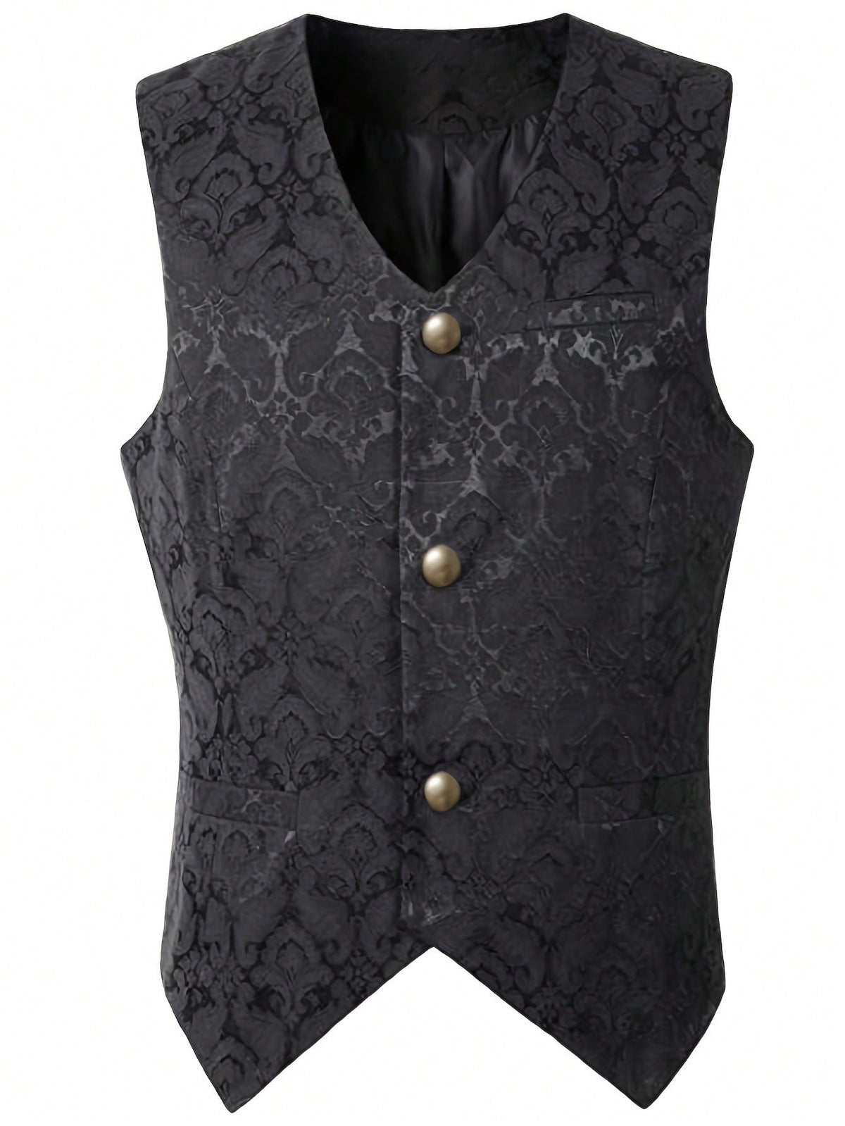 New Vintage Medieval Men's Solid Color Front Button Short Vest, Halloween Costume