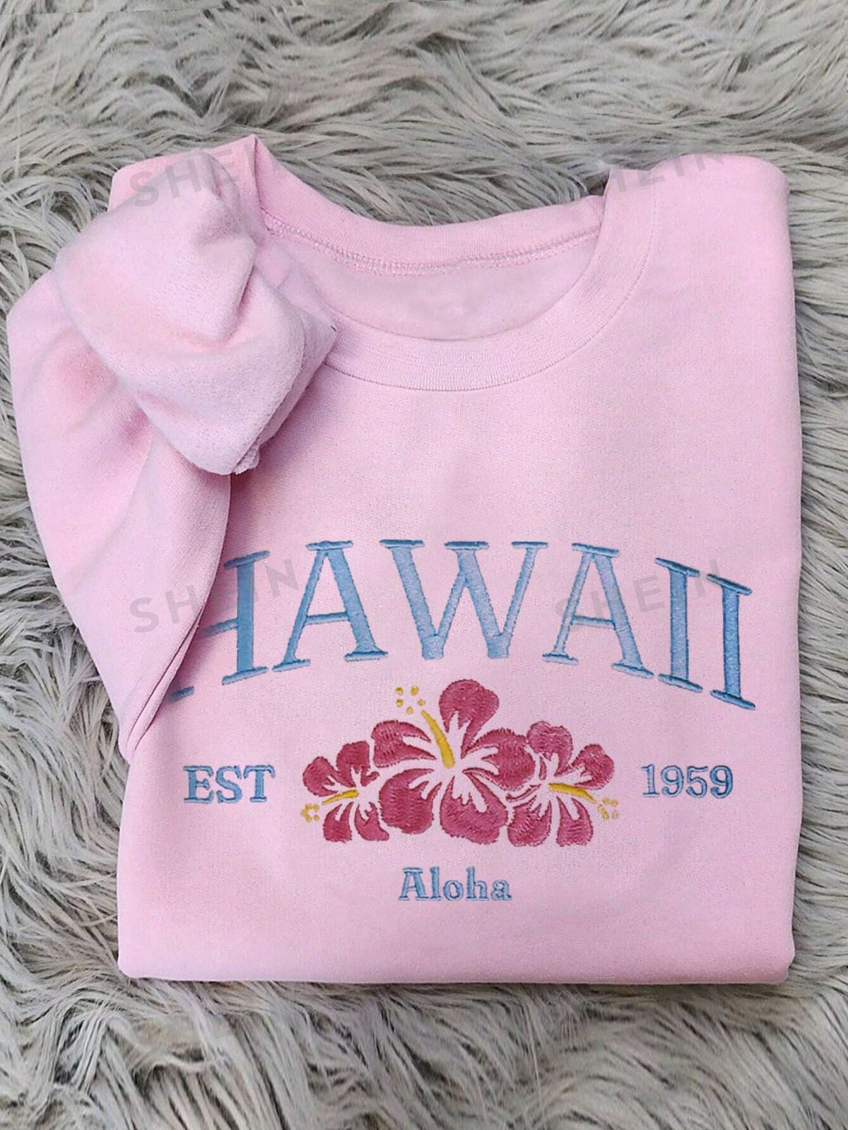 SHEIN EZwear Women's Loose Dropped Shoulder Hawaii Aloha Graphic Sweatshirt