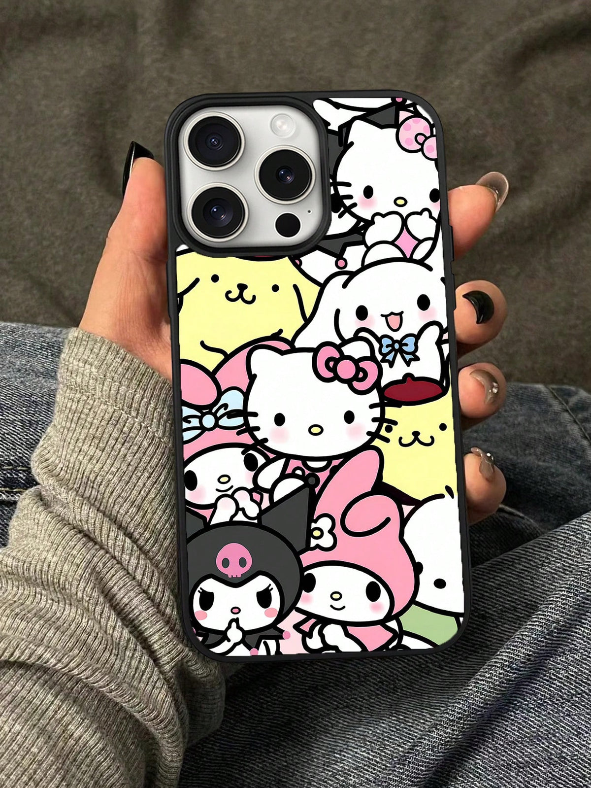 Miniso HelloKitty Black Rim Anti-Drop Phone Protective Case Compatible With IPhone