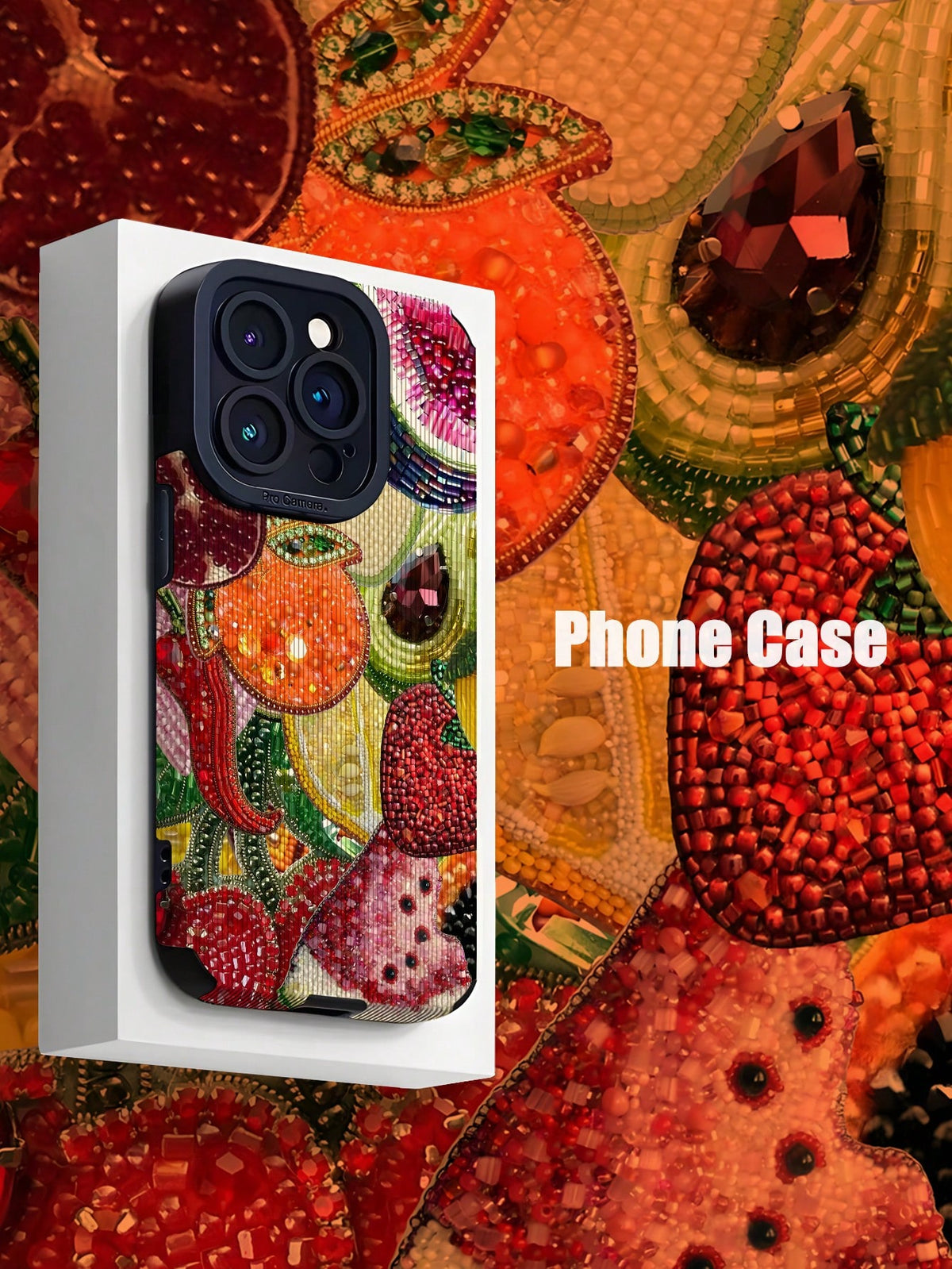 1pc Trendy Colorful Fruit Beaded Pattern Soft Anti-Drop Phone Case Compatible With IPhone & Samsung S15/S15 Plus/S15 Pro/S15 Pro Max