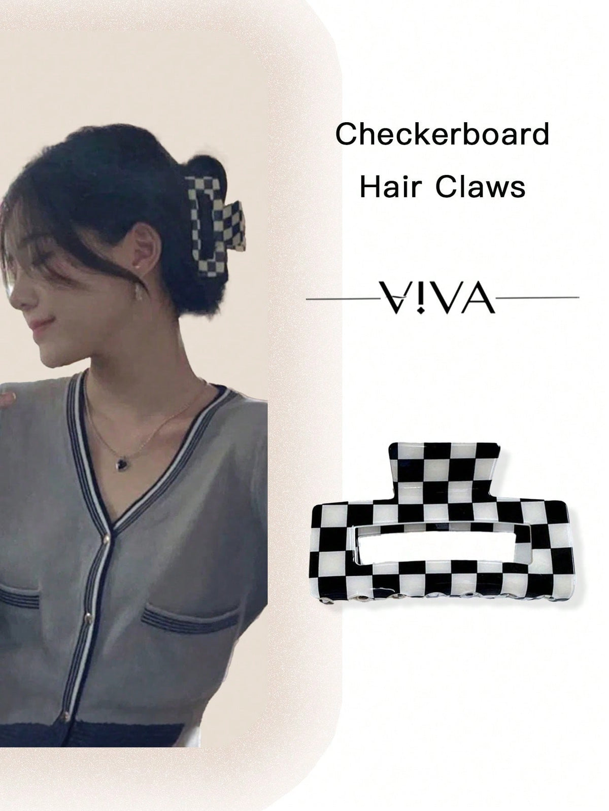 1pc Checkerboard Pattern Hair Clip For Women, Suitable For Daily Wear, Party, Going Out Casual