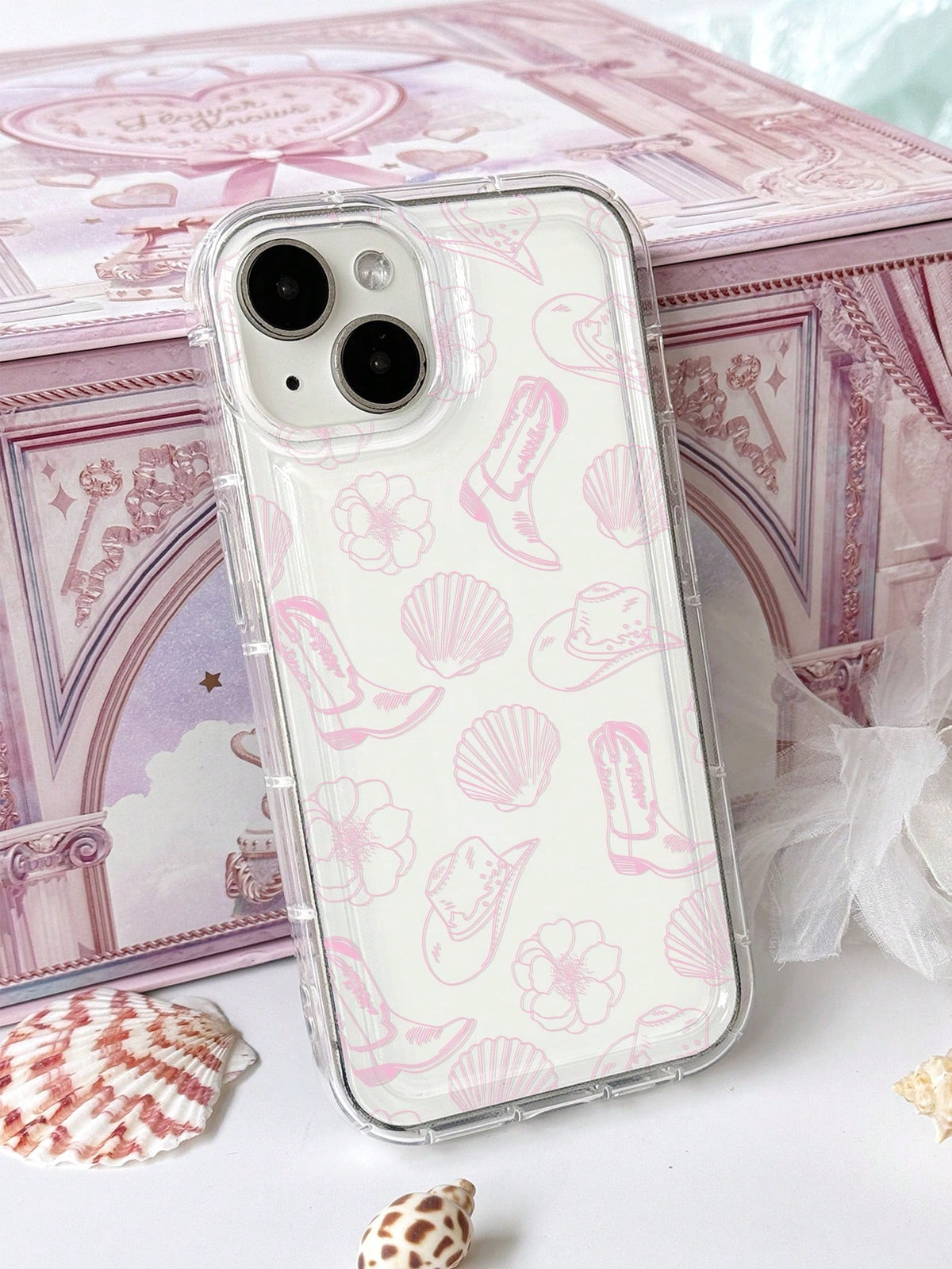 1pc Creative Western Resort Oceanic Floral Pattern Inflatable Anti-Slip Soft Phone Case For IPhone 11/12/13/14/15 Pro Max