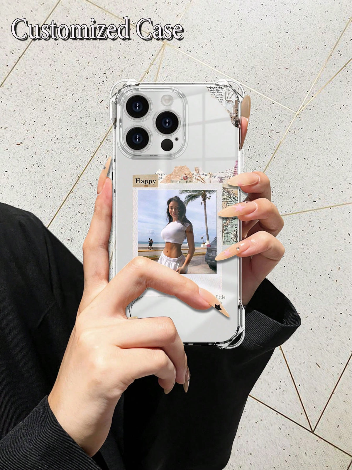 1pc Customized Phone Case, Compatible With IPhone 15/14 Plus/13 Pro/12 Pro Max/11, Transparent Anti-Fall And Wear-Resistant Anti-Fingerprint TPU Soft Full-Edge Cover, Perfect For Personalizing With Ph