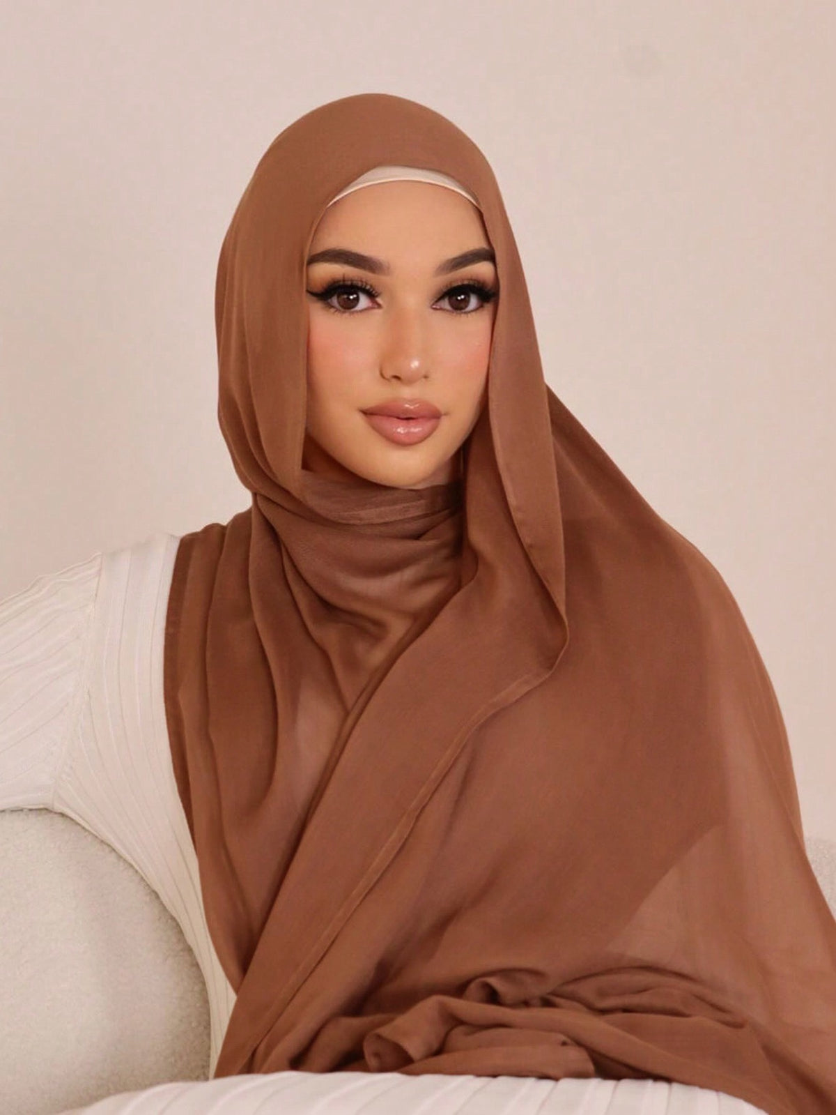 1pc Women's Elegant Modal Soft Breathable Solid Color Long Hijab Scarf