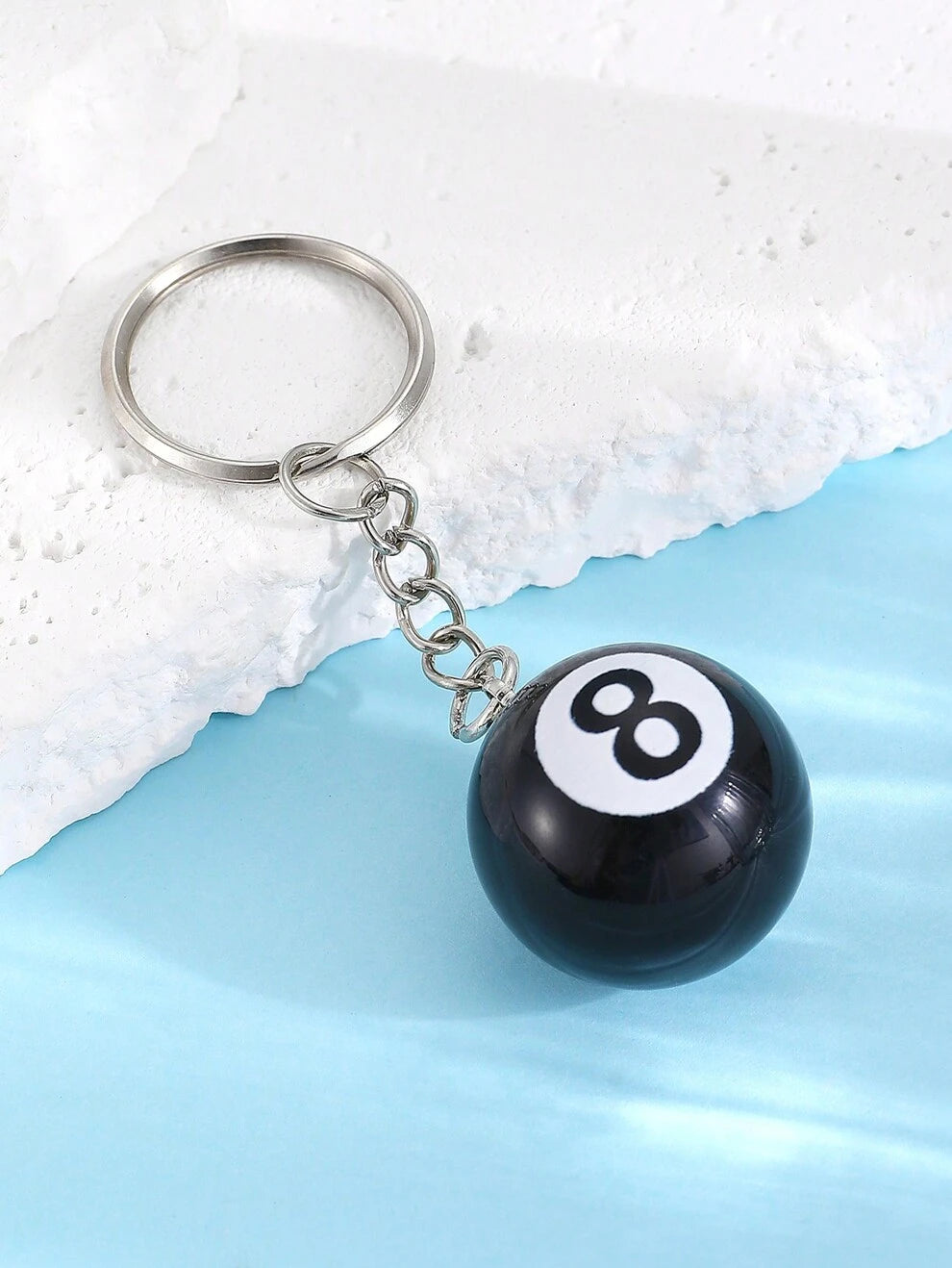 A Fashion Creative Personality Funny Dice Billiards Black No. 8 Ball Key Chain Trend Bag School Bag Pendant Pendant Gift Casual