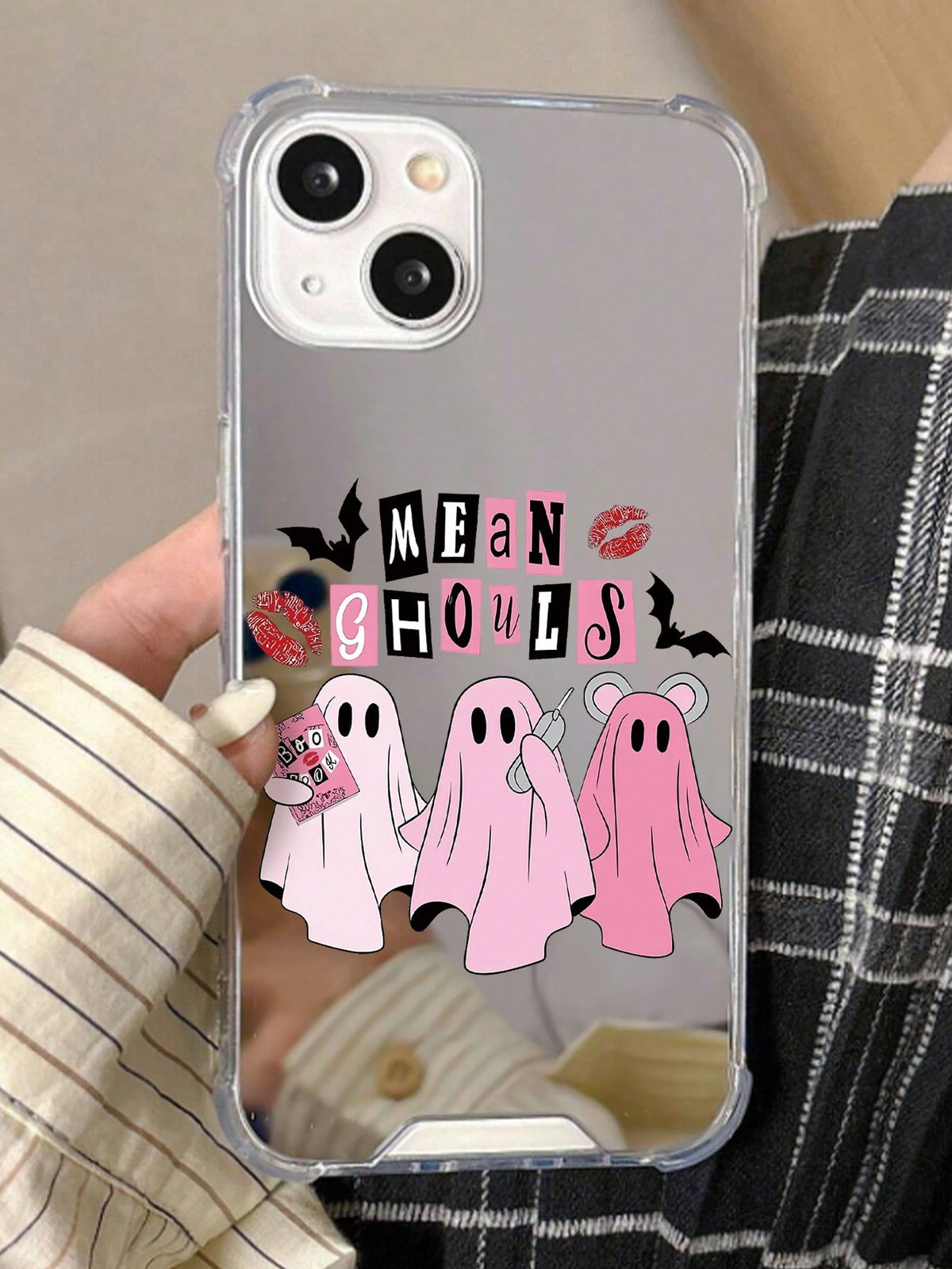 1pc Acrylic Ghost Pattern Mirror Phone Case Compatible With IPhone