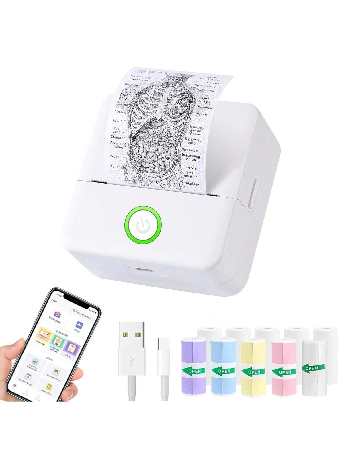 Mini Sticker Printer, Portable Inkless Sticker Maker,Wireless Label Printer With Tape, Mini Photo Printer, Portable Thermal Printer For Photo Journal Notes Memo, Compatible With IOS&Android