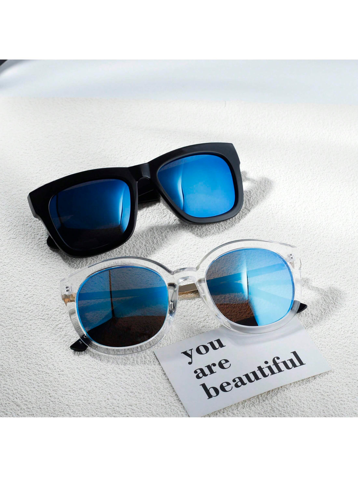 2pcs Fashion Square Frame Blue Couple Sunglasses For Men Outdoor Wearing,Beach Vacation Accessories