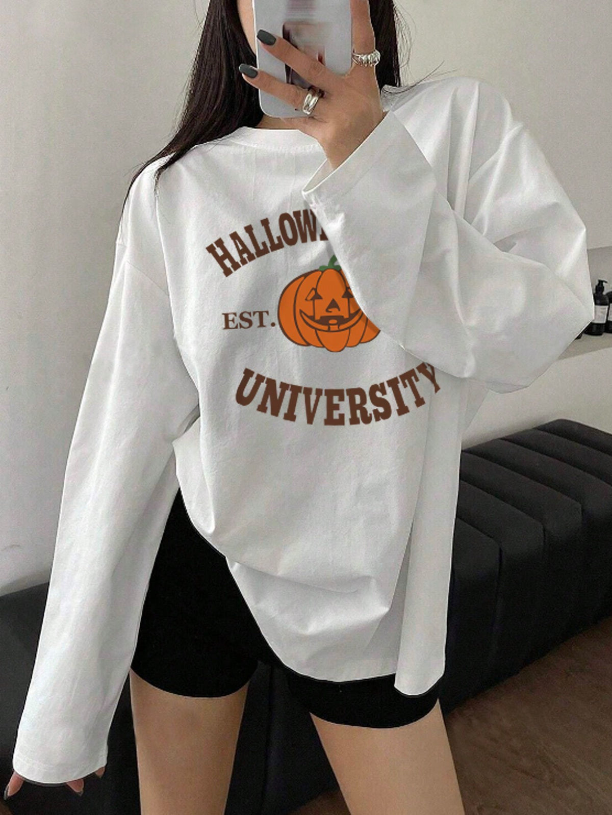 Women's Halloween Round Neck Knitted Simple Fashion T-Shirt