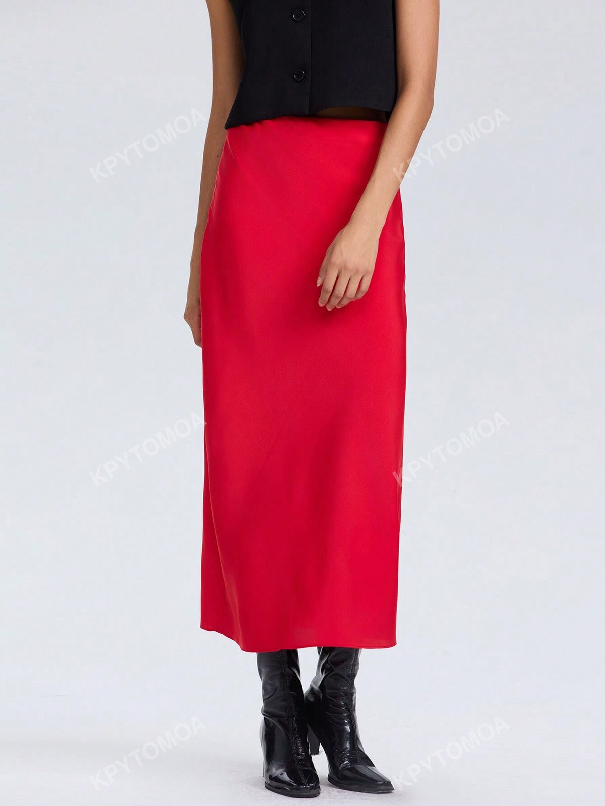 Women Solid Color Minimalist Everyday Silk-Like Skirt