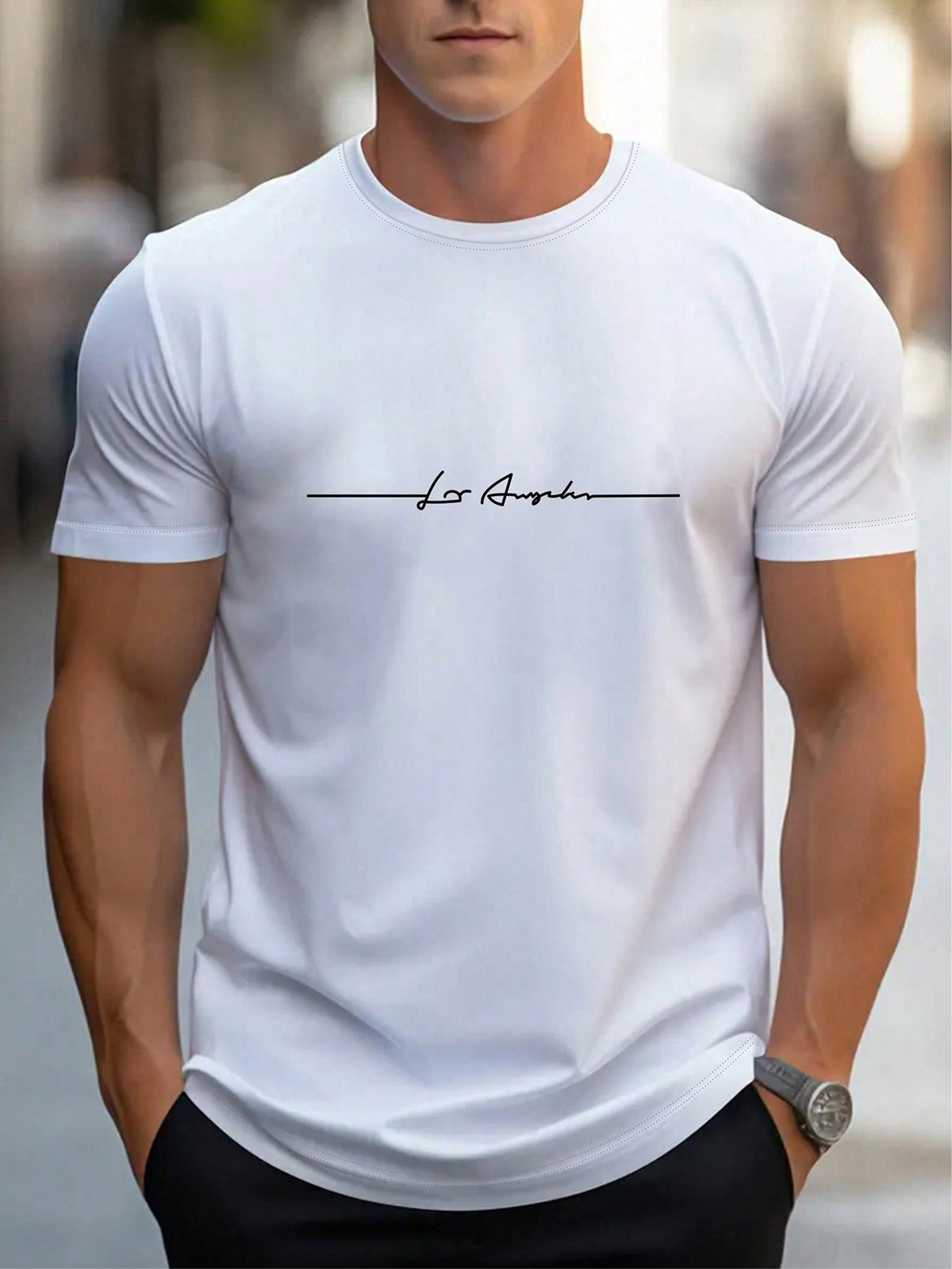 Manfinity Homme Men's Summer Casual Short Sleeve T-Shirt With Letter Print