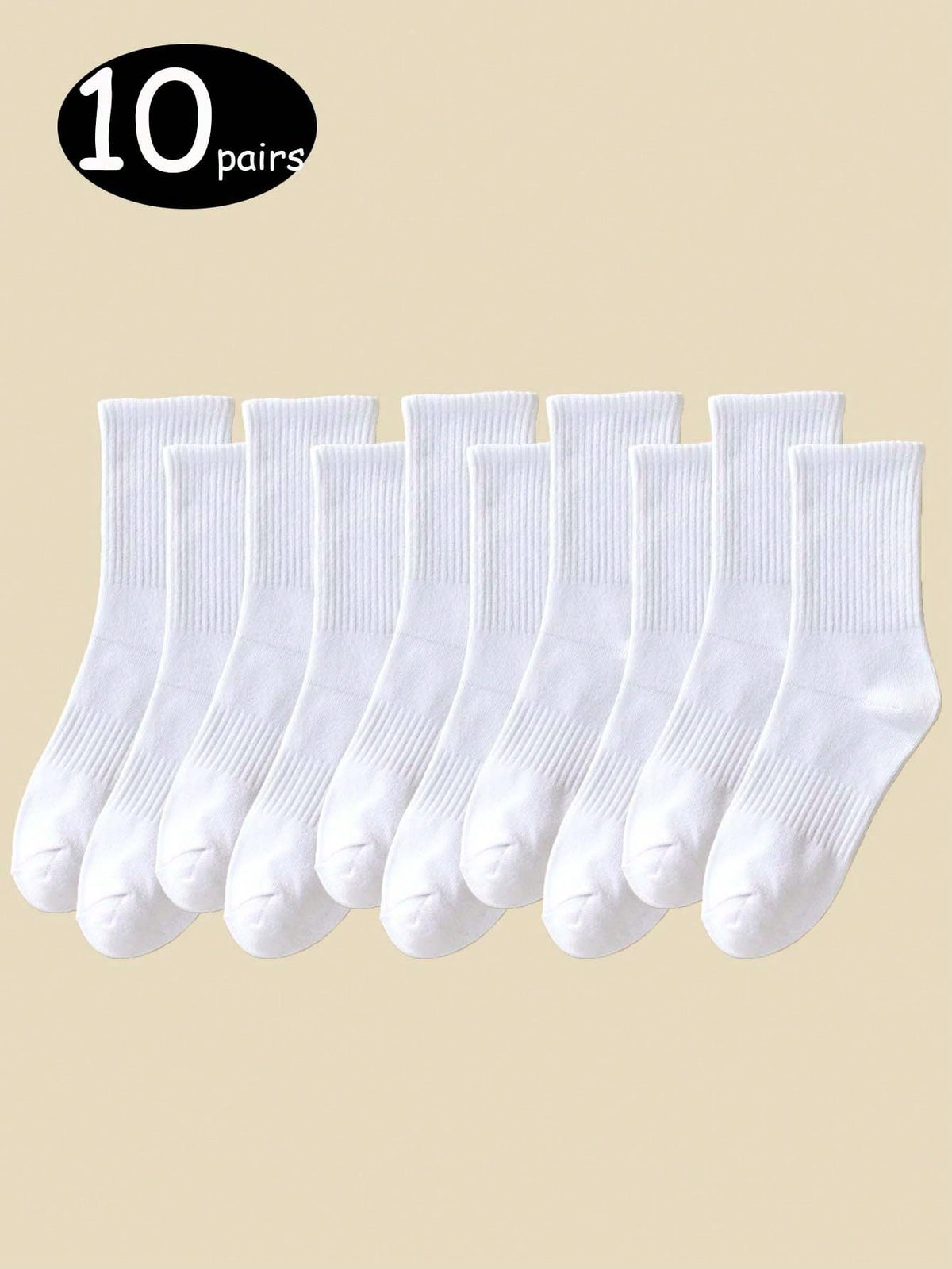 10pairs Women Comfortable Casual Mid-Calf Socks, Spring & Summer