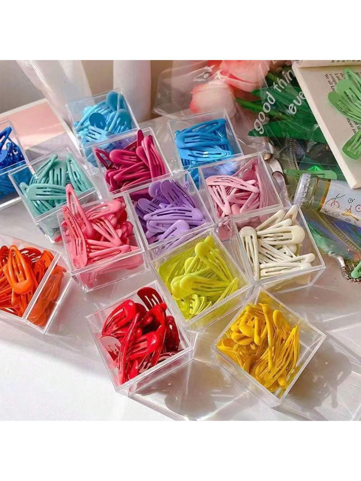 40pcs/Set Sweet & Cute Colorful Candy Hair Clips, Enamel Details, Mini Size Bangs & Side Hairpins, Matching Accessories For Daily Wear, Casual Outfit & Hair Decoration, BB Clip