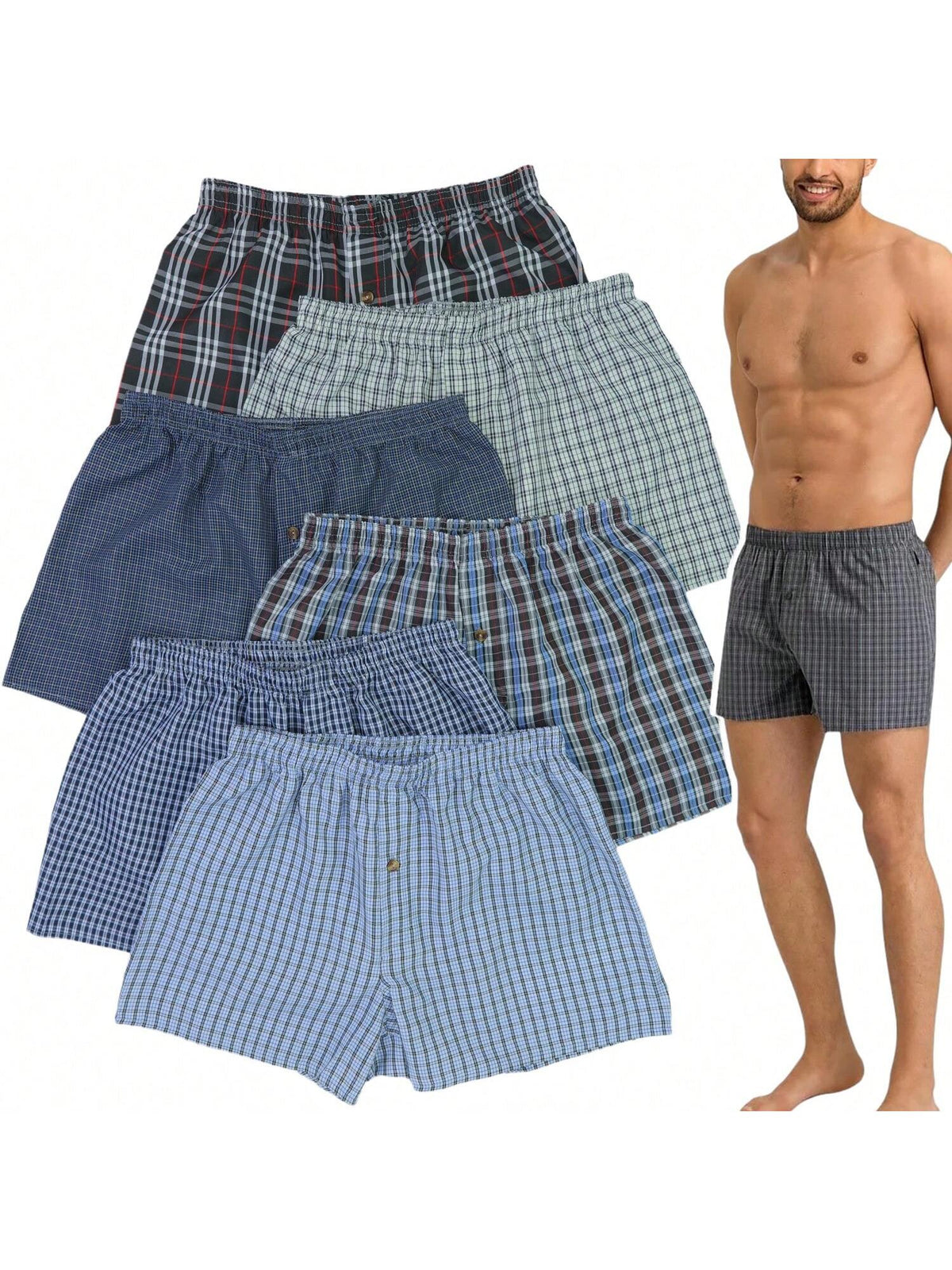 ToBeInStyle Men's 3 Or 6 Item Pack Of Classic Multicolor Boxer Briefs